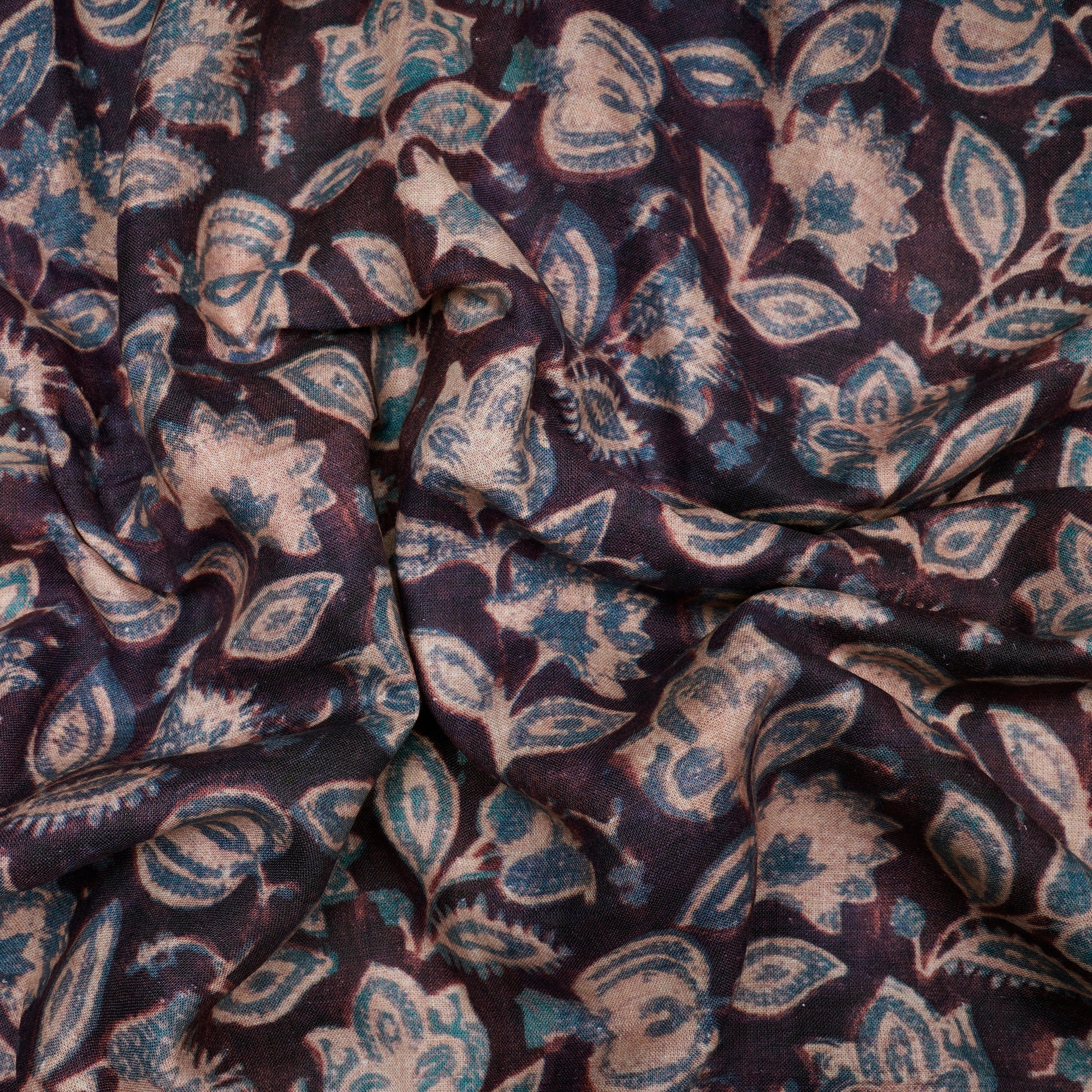 Purple Floral Pattern Digital Print Pure Linen Fabric