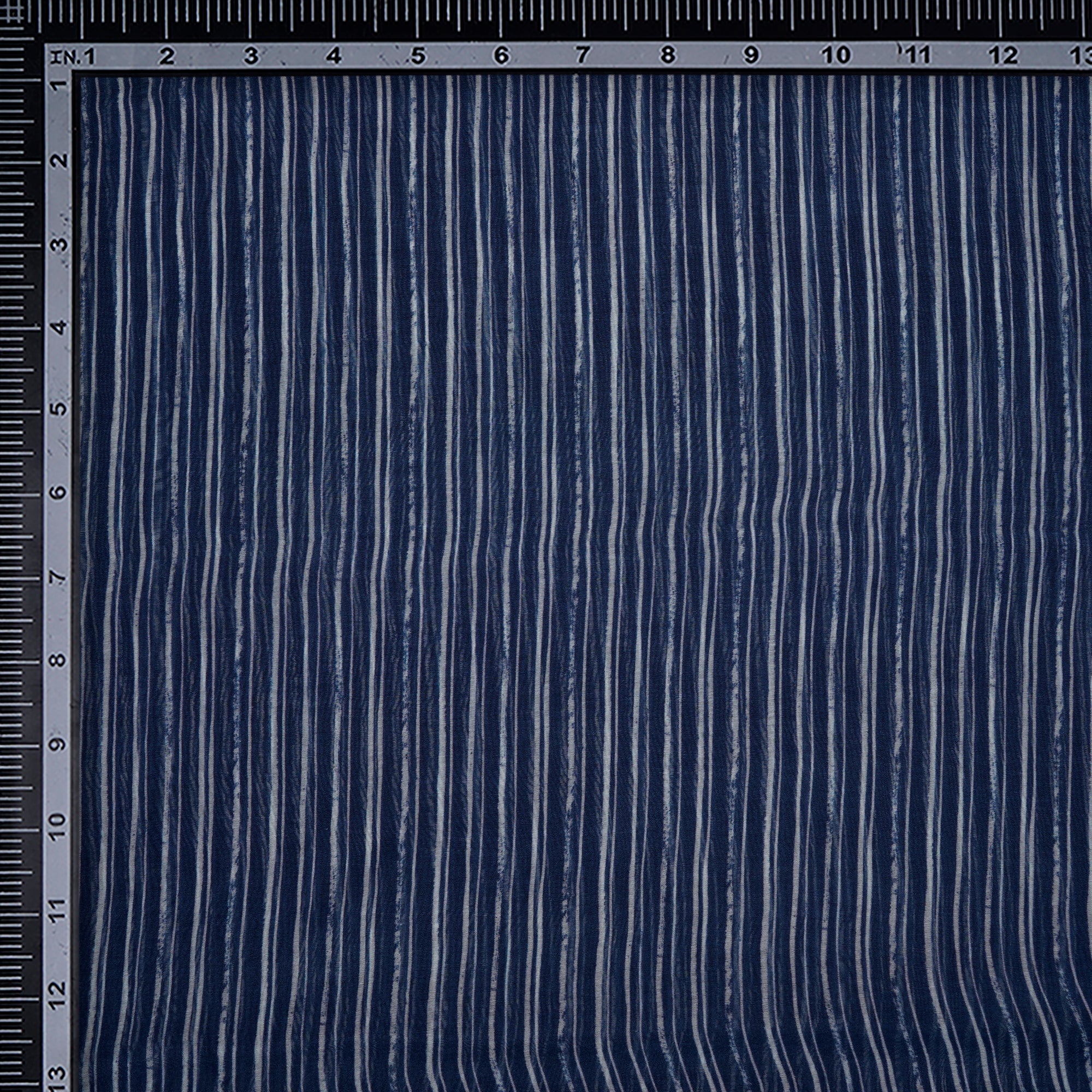 Blue-White Stripe Pattern Digital Print Fine Chanderi Fabric