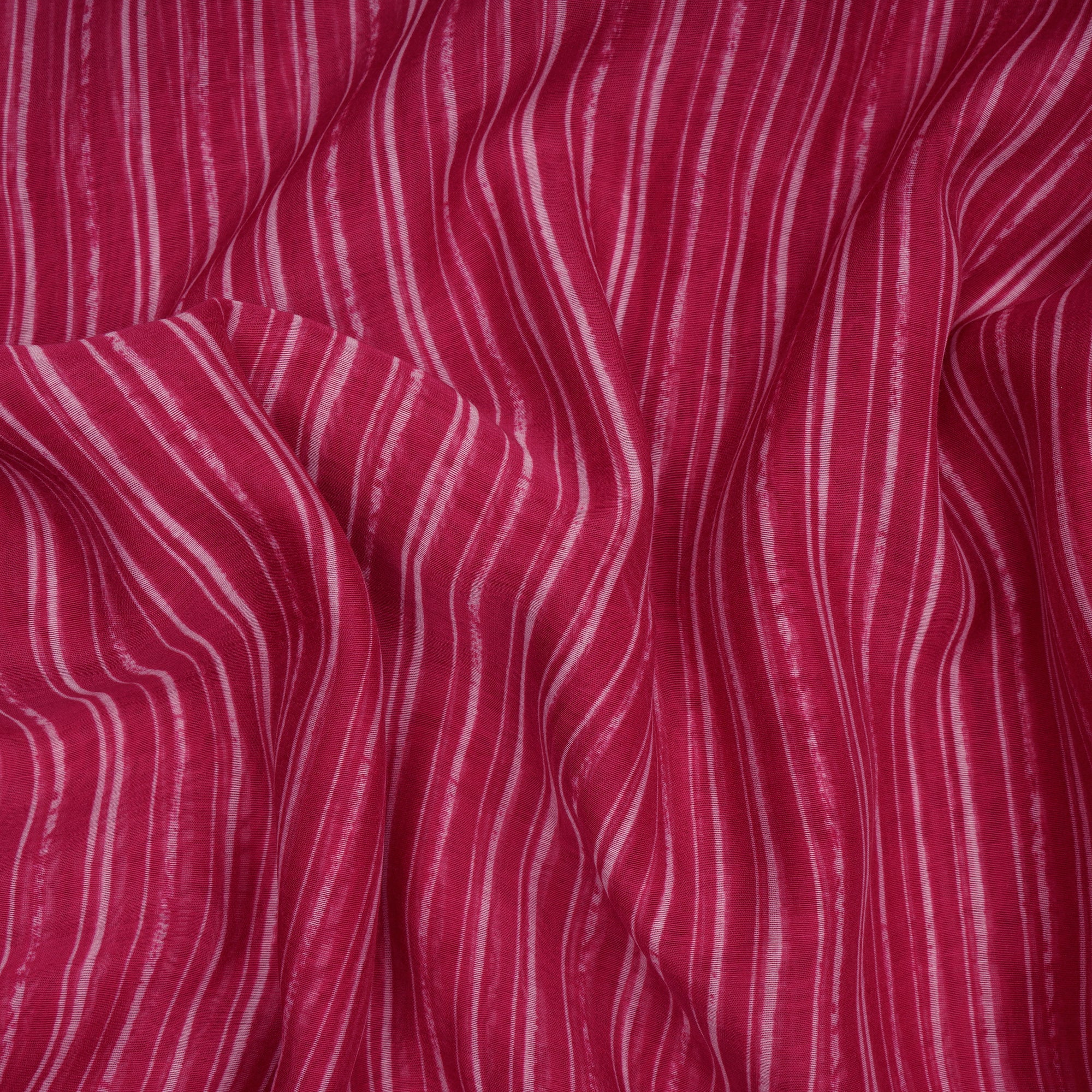Pink-White Stripe Pattern Digital Print Fine Chanderi Fabric
