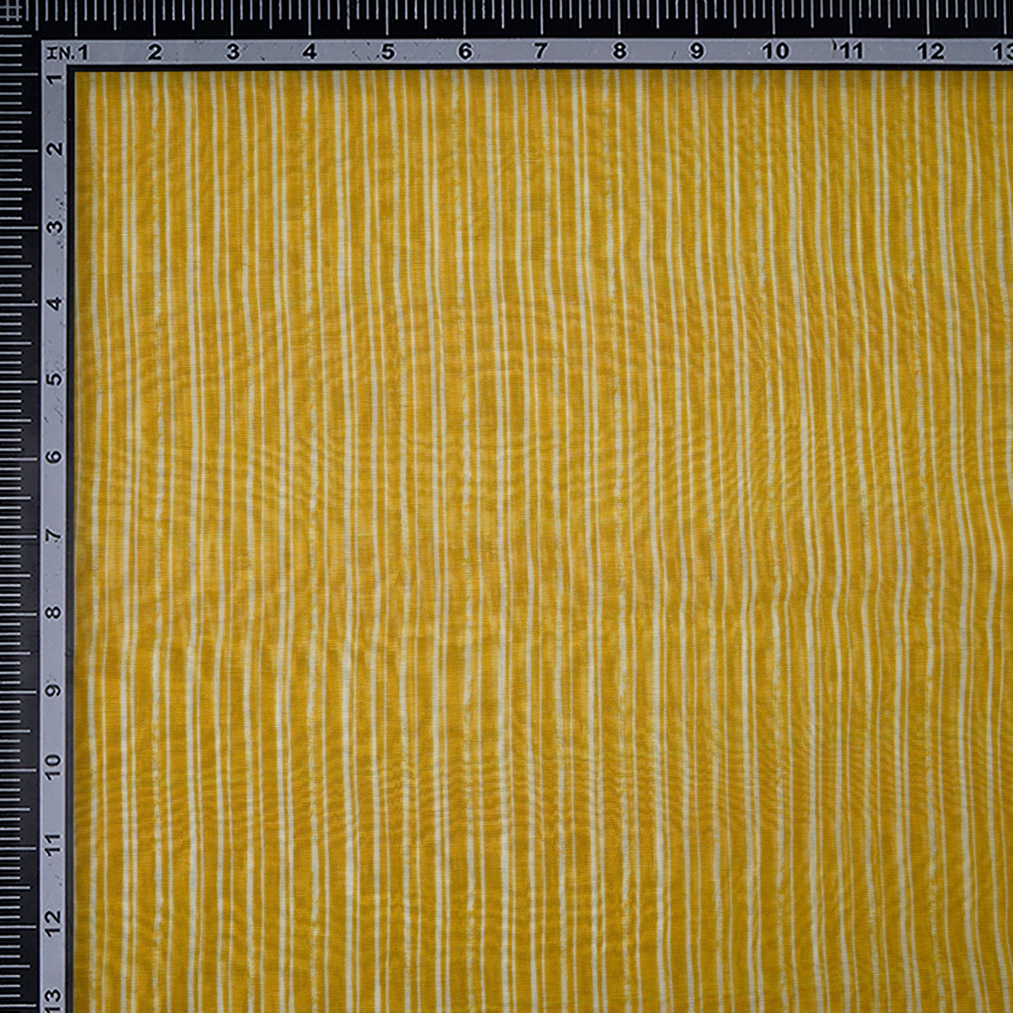 Yellow-White Stripe Pattern Digital Print Fine Chanderi Fabric