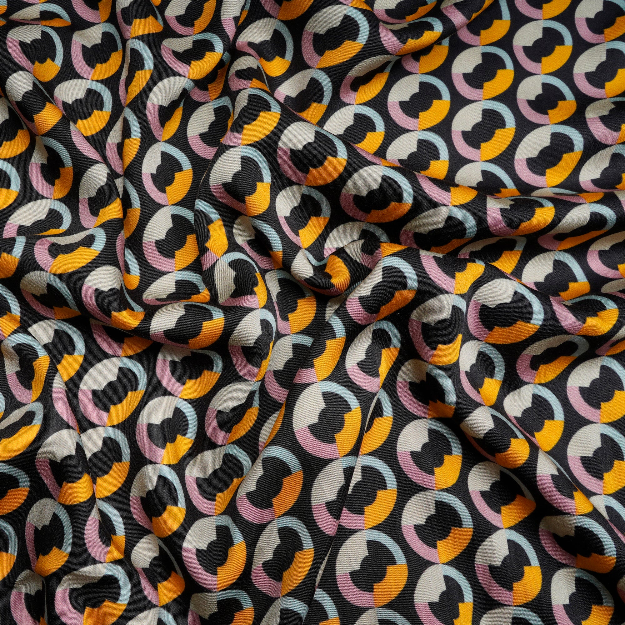 Multi Color Geometric Pattern Digital Print Modal Satin Fabric