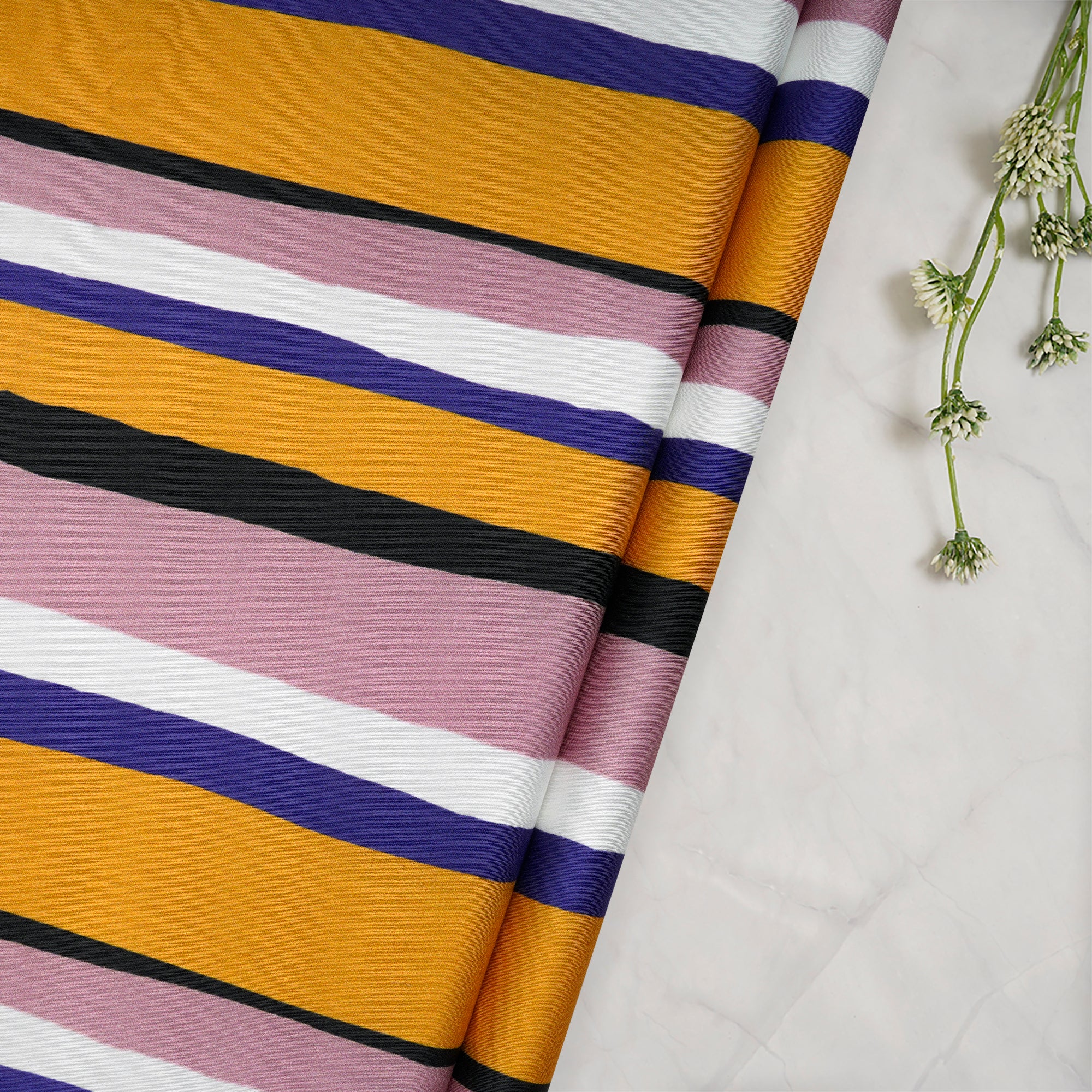 Multi Color Geometric Pattern Digital Print Modal Satin Fabric