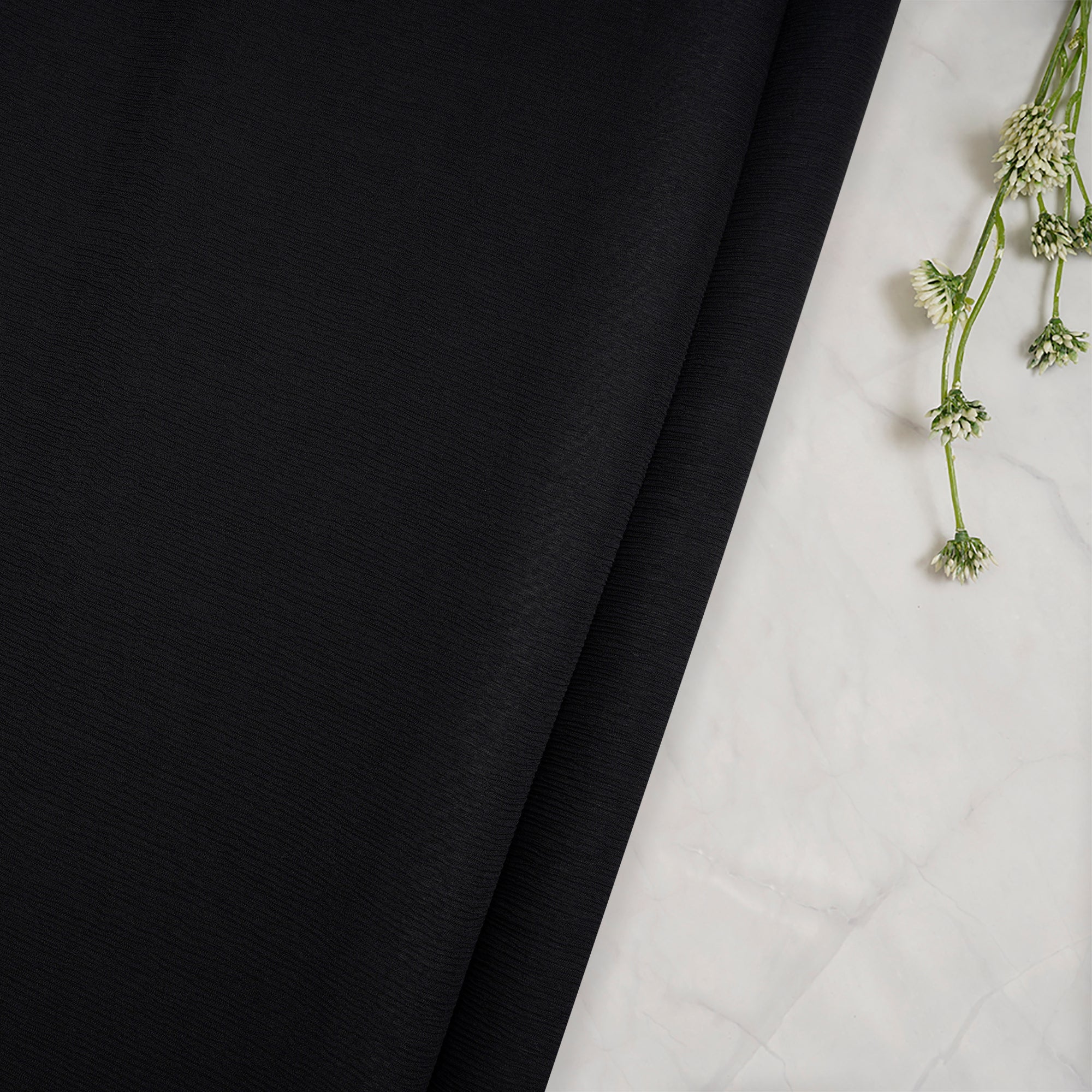 Black Piece Dyed 40 GLM Platinum Chiffon Silk Fabric