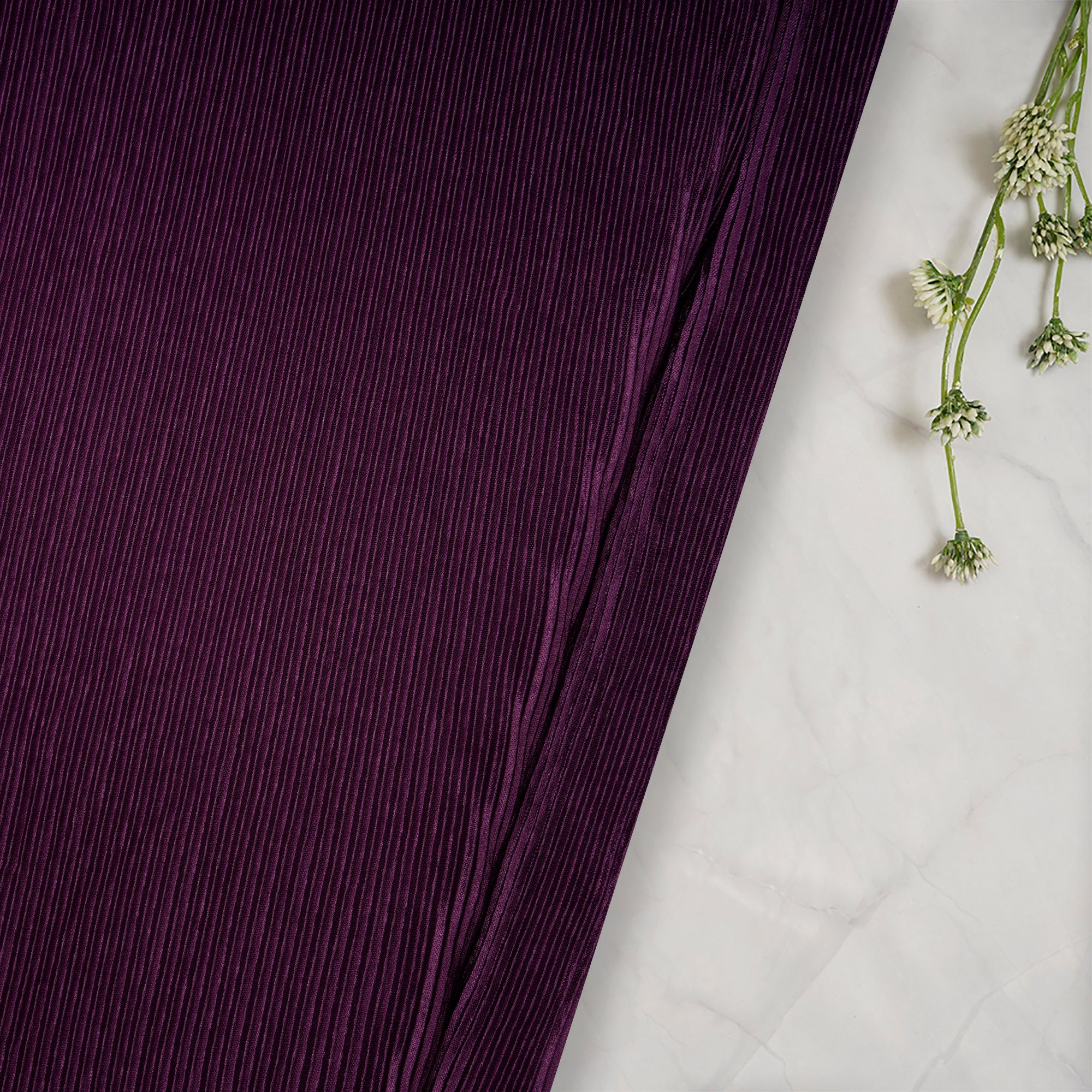 Purple Imported Pleated Satin Fabric (60" Width)