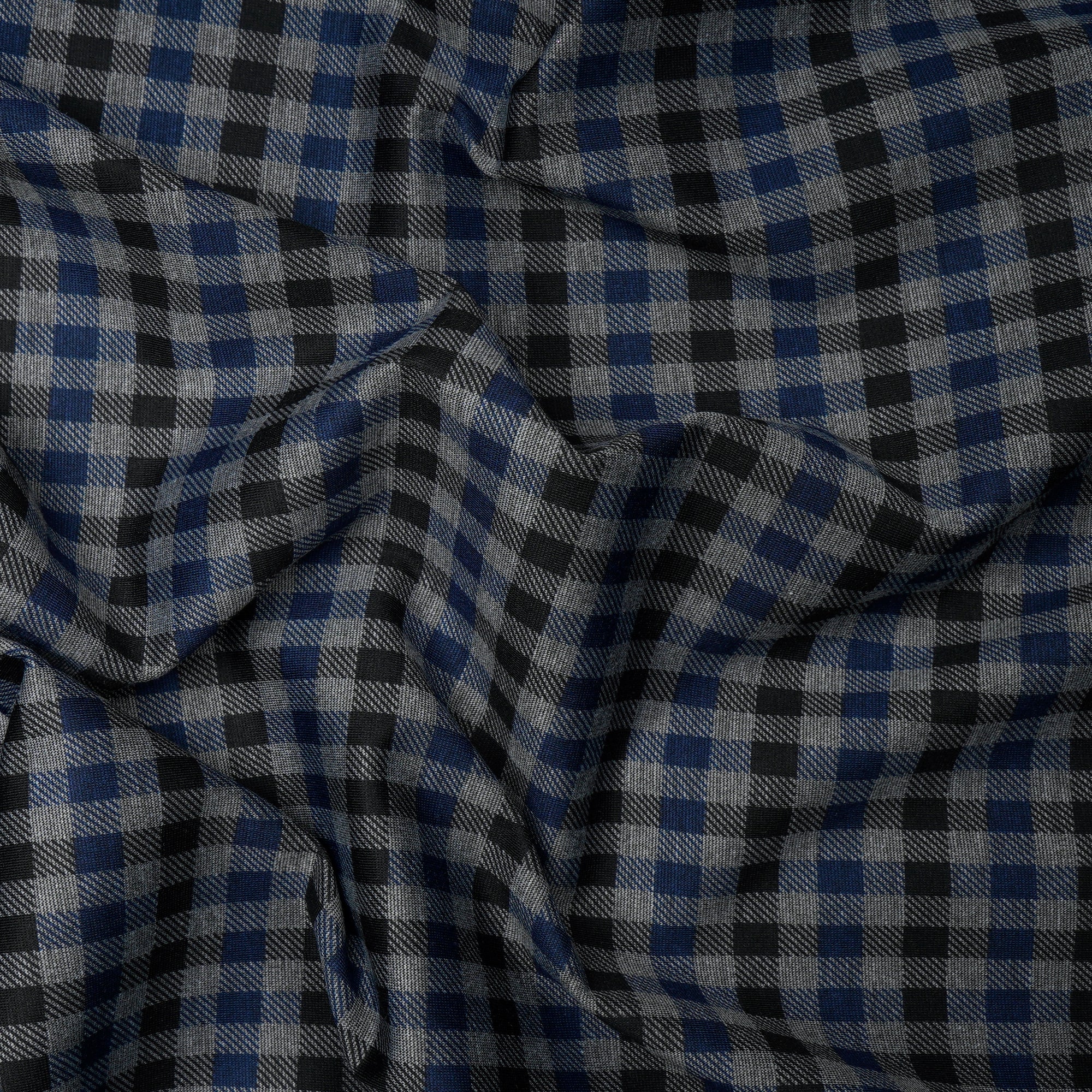 Grey-Black Check Pattern Premium Men's Collection Printed Stretch Roma Fabric (60" Width)
