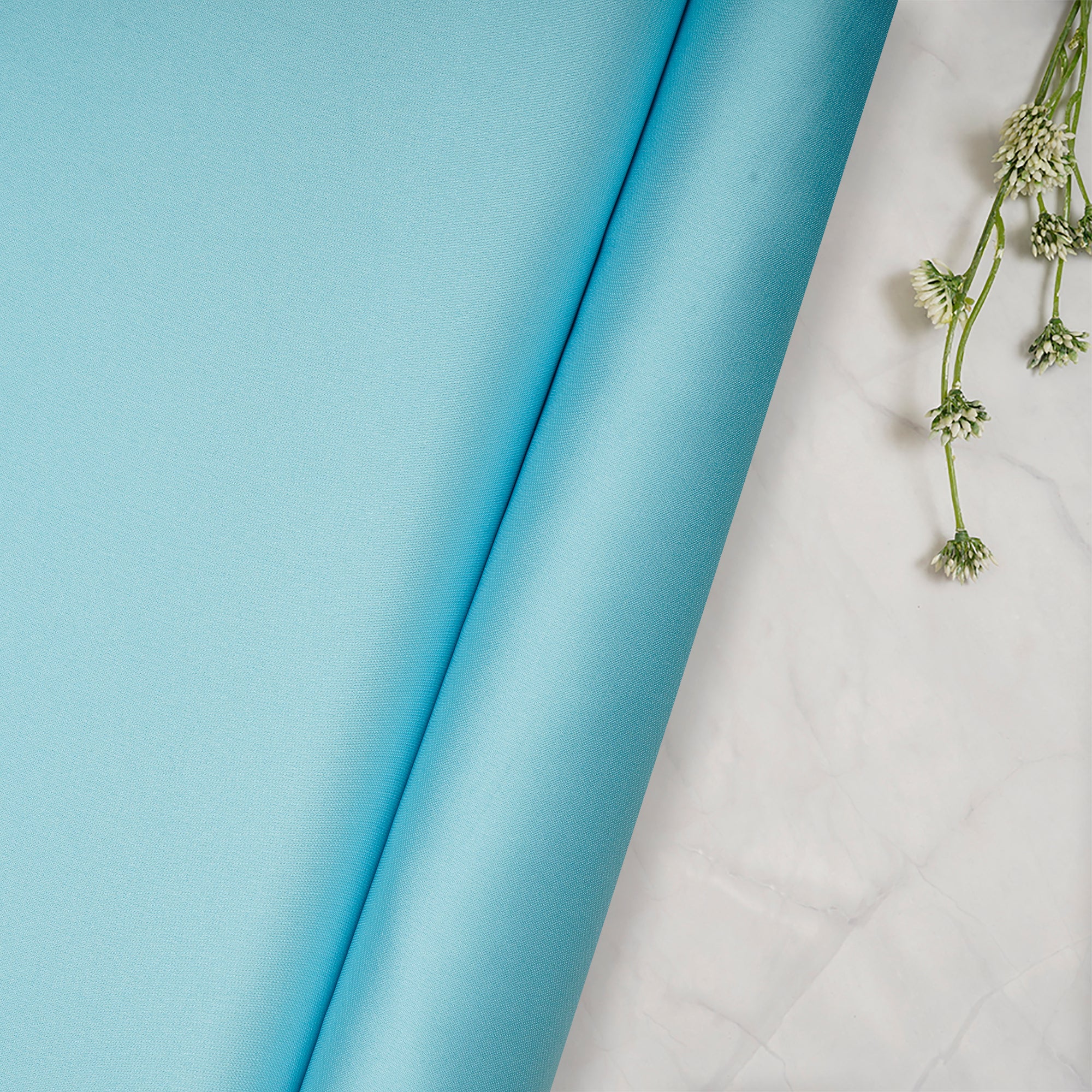 Sky Blue Solid Dyed Imported Armani Satin Fabric (60" Width)
