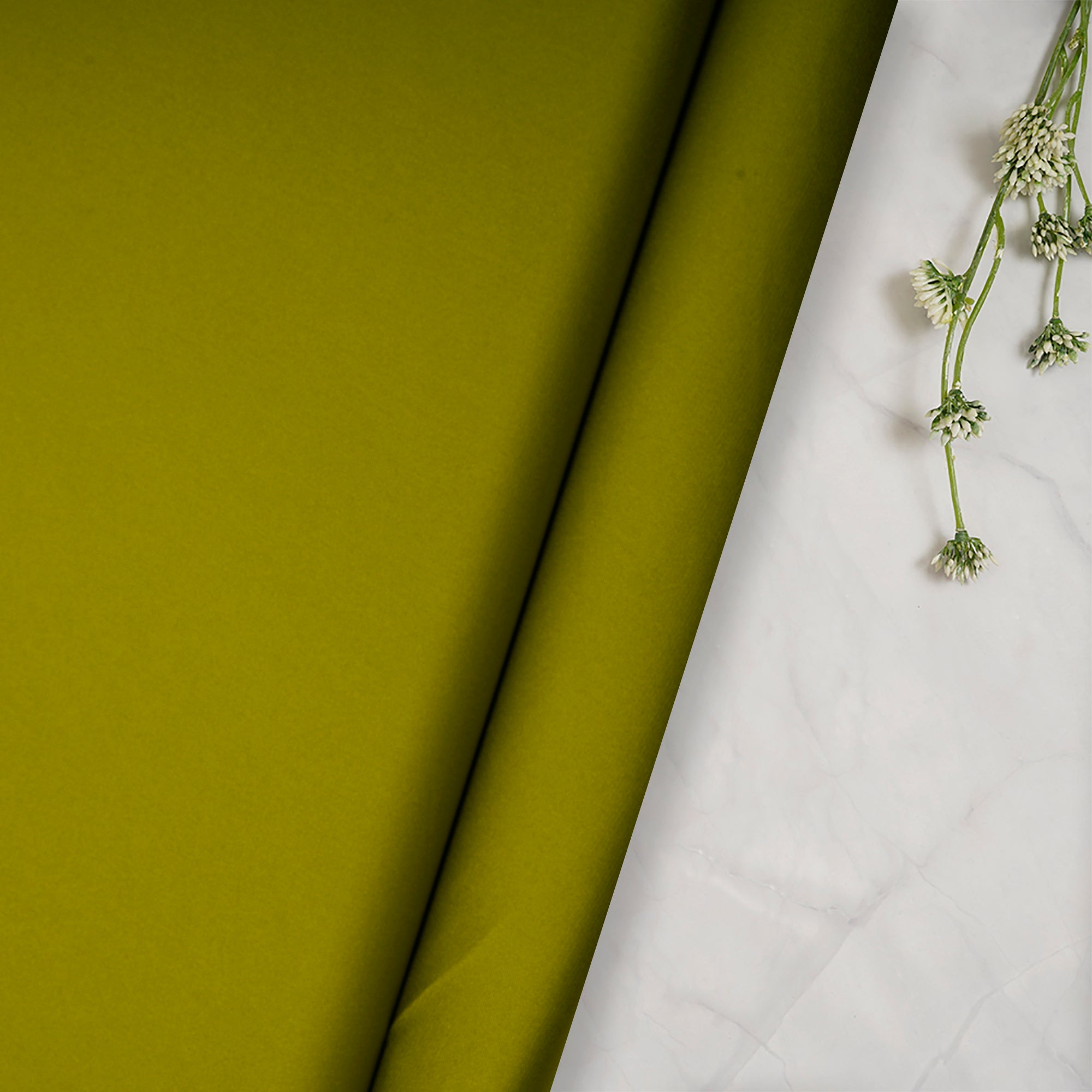 Grenoble Green Solid Dyed Imported Armani Satin Fabric (60" Width)