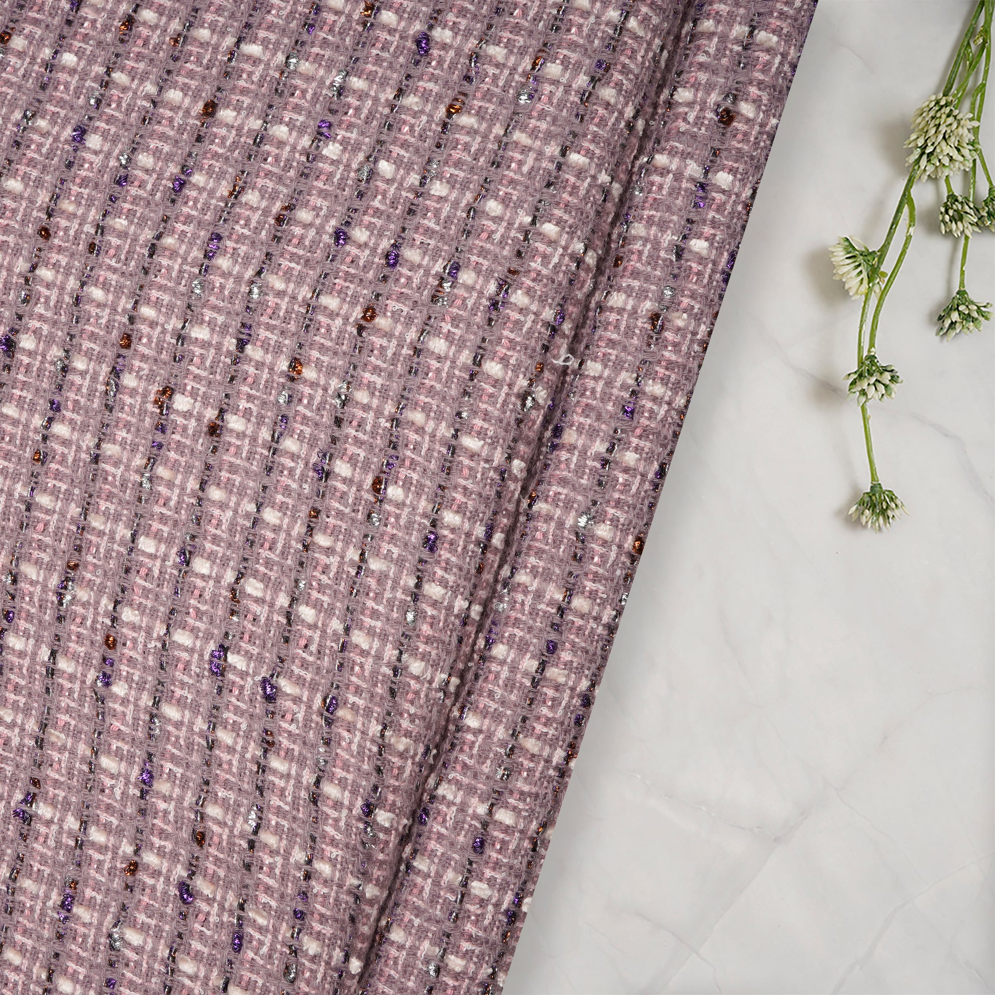Lavender Premium Shimer Tweed Fabric (60" Width)