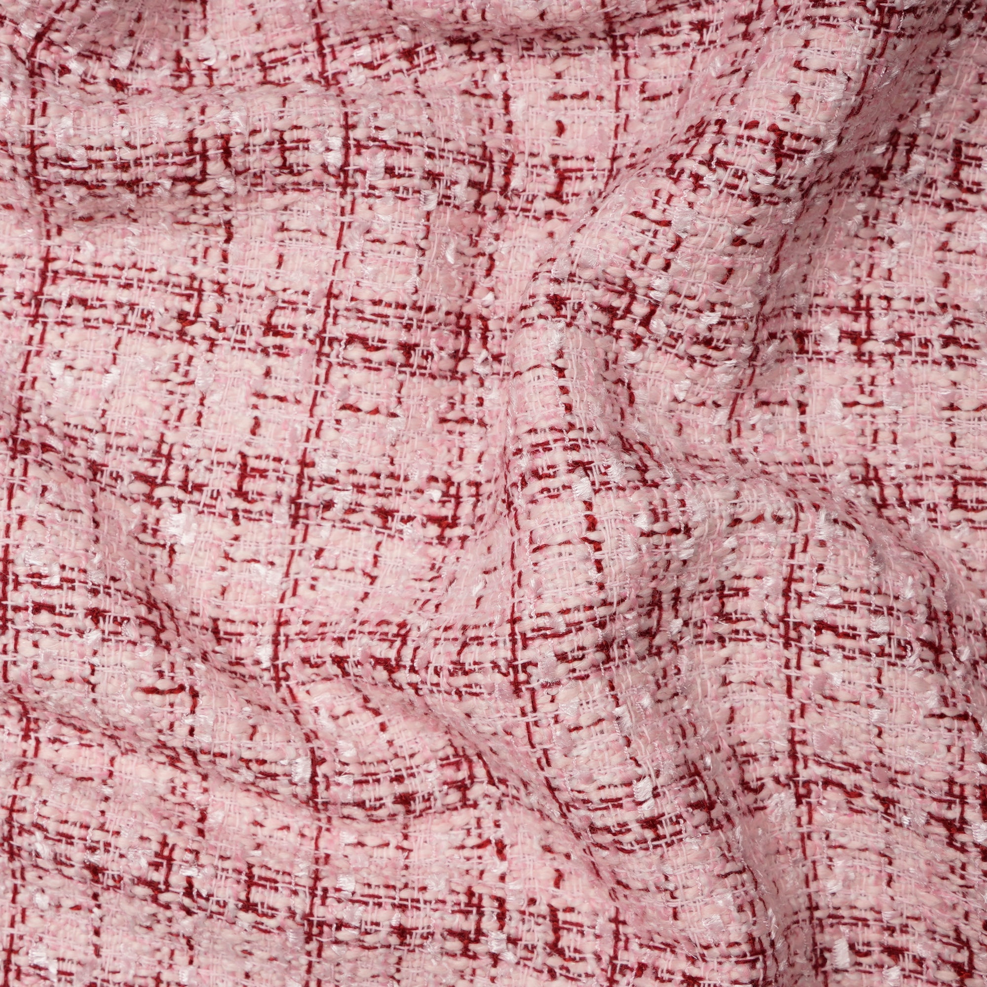 Light Pink-Red Premium Metallic Tweed Fabric (60" Width)