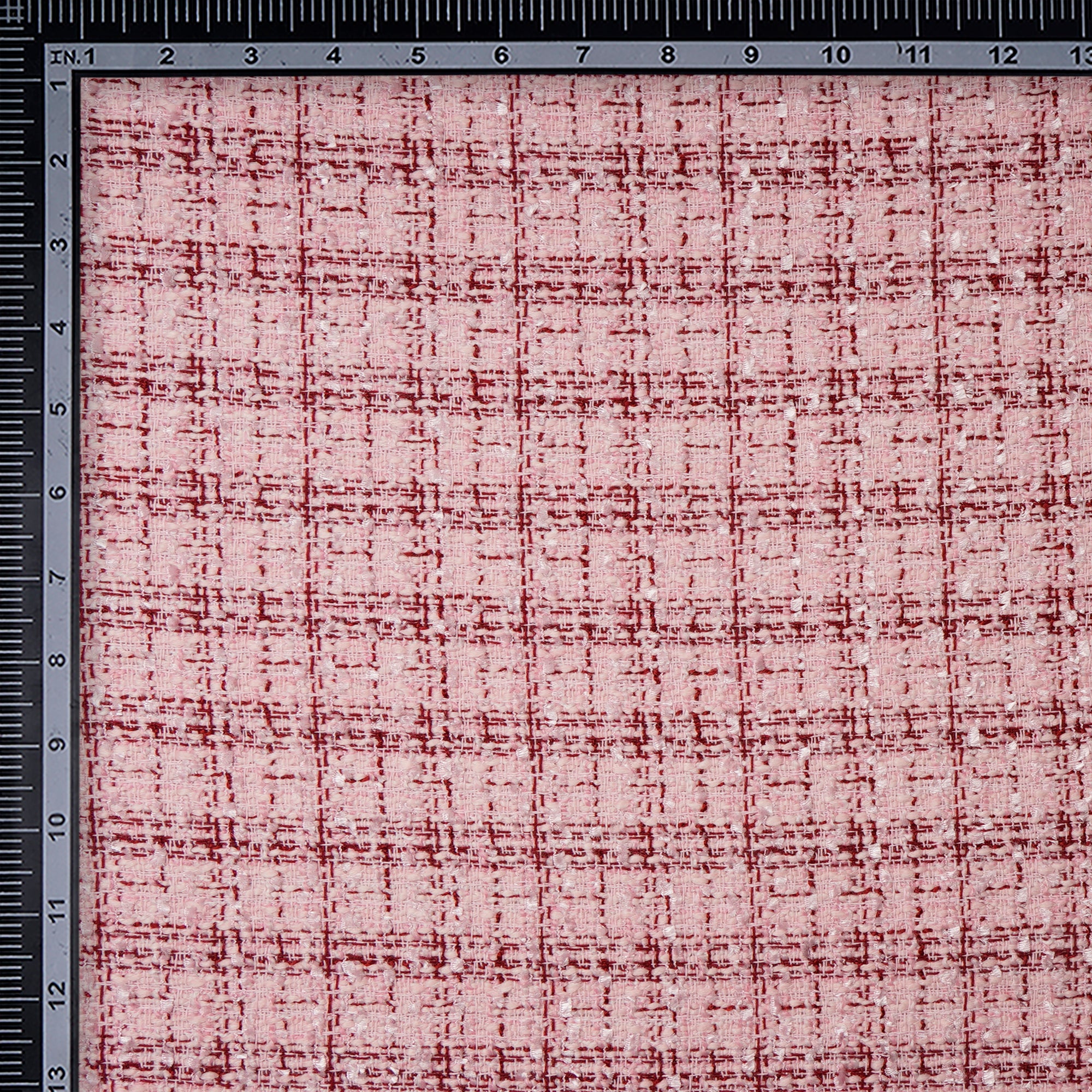 Light Pink-Red Premium Metallic Tweed Fabric (60" Width)