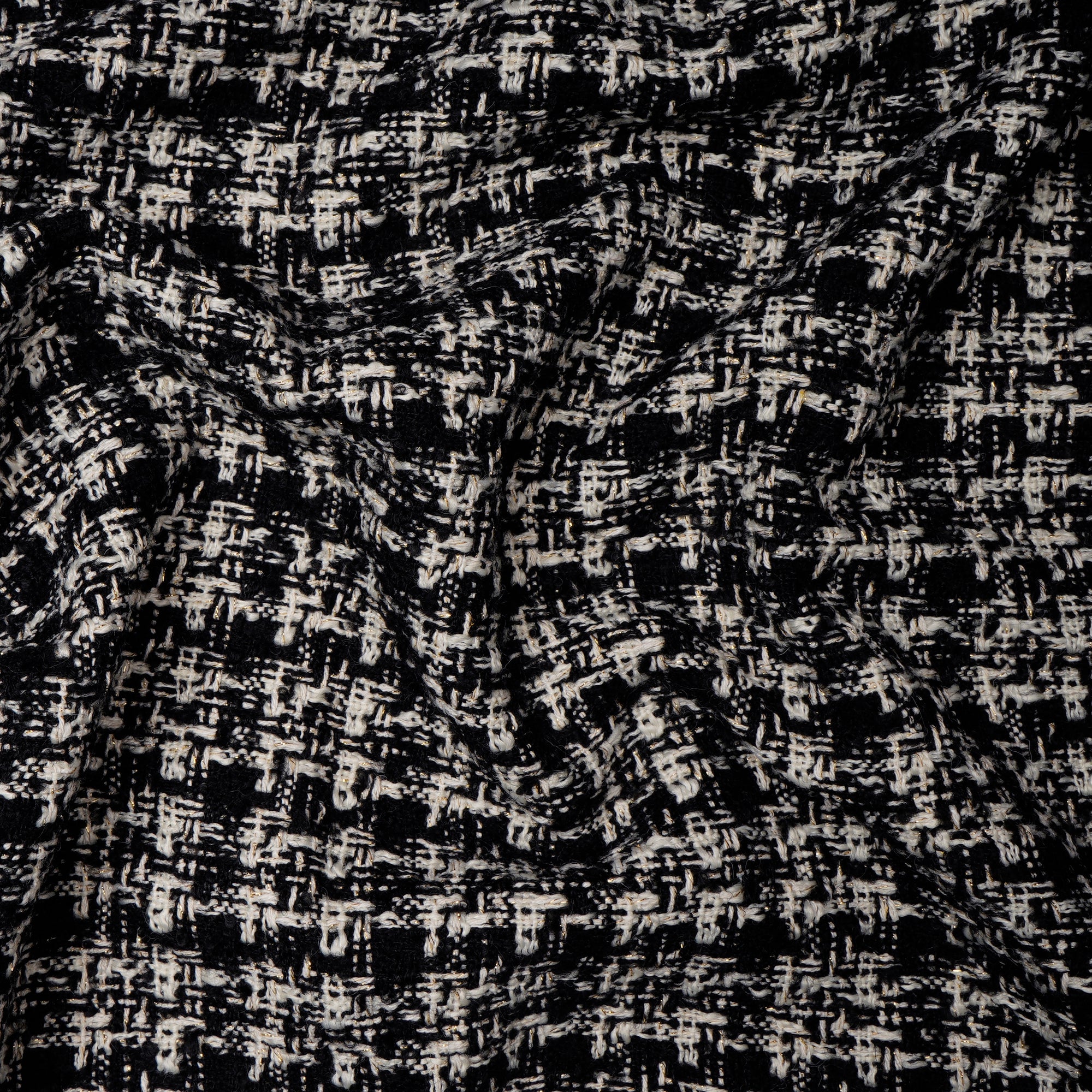 Black-Off White Premium Metallic Tweed Fabric (60" Width)