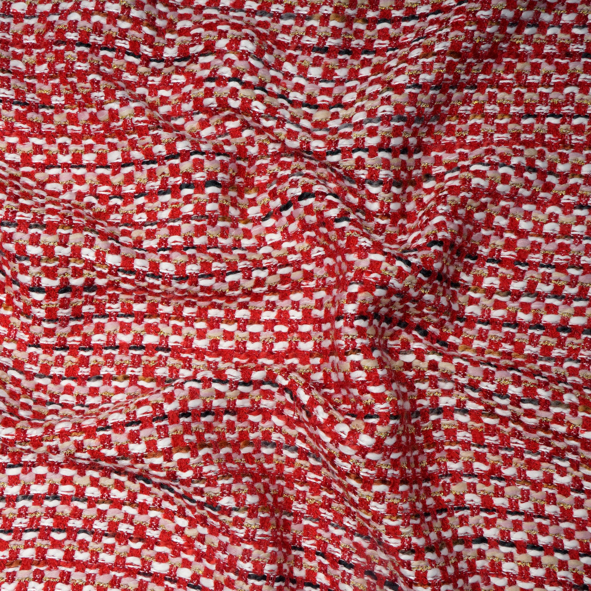 Red Premium Metallic Tweed Fabric (60" Width)