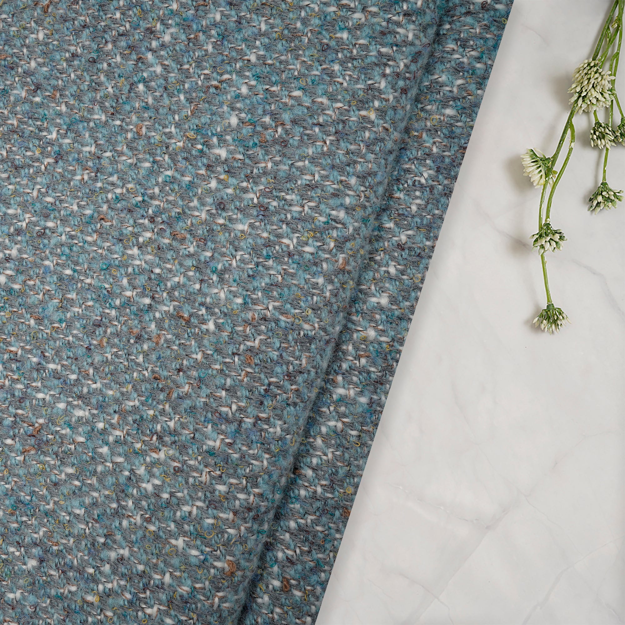 Light Blue Premium Tweed Fabric (60" Width)