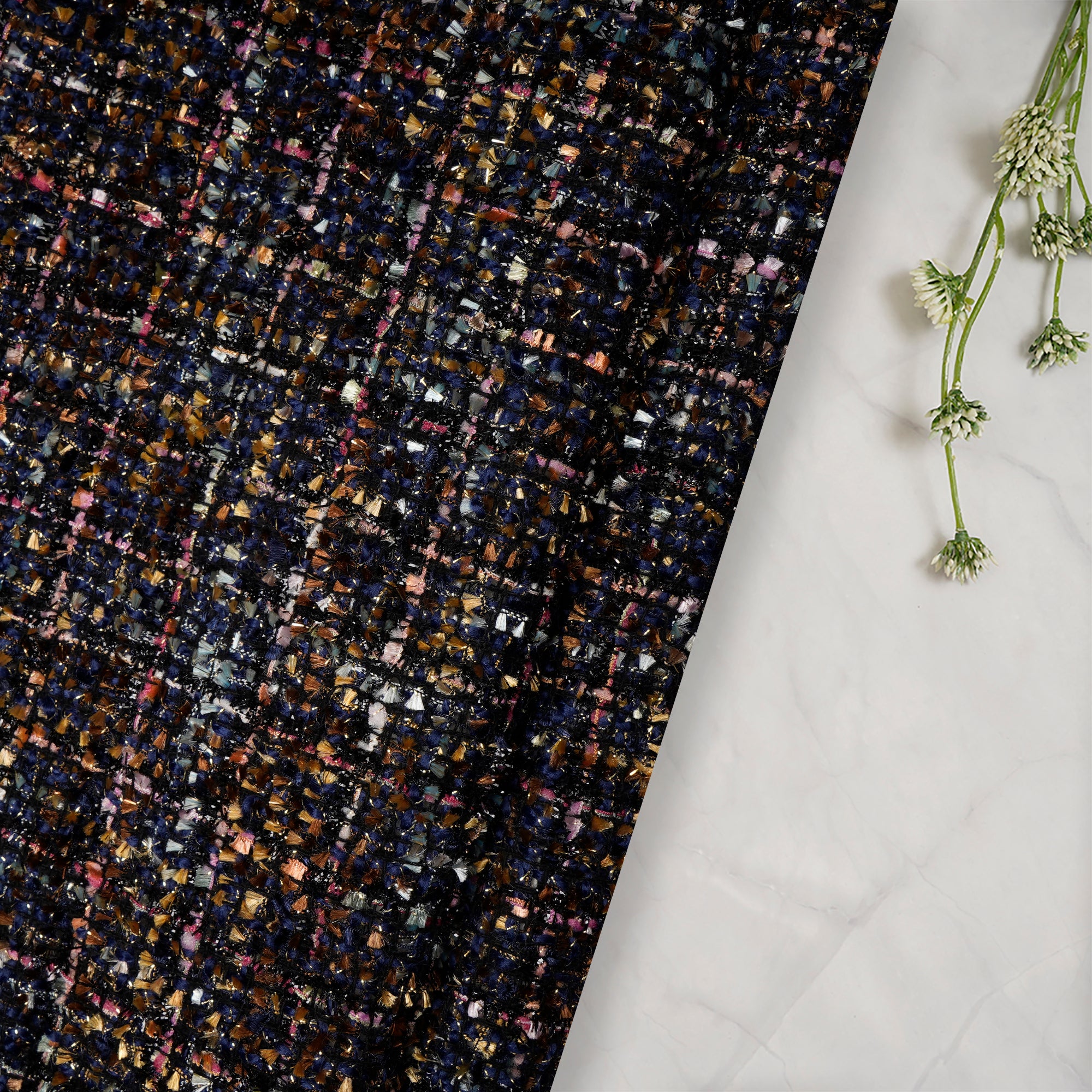 Multi Color Premium Shimer Tweed Fabric (60" Width)