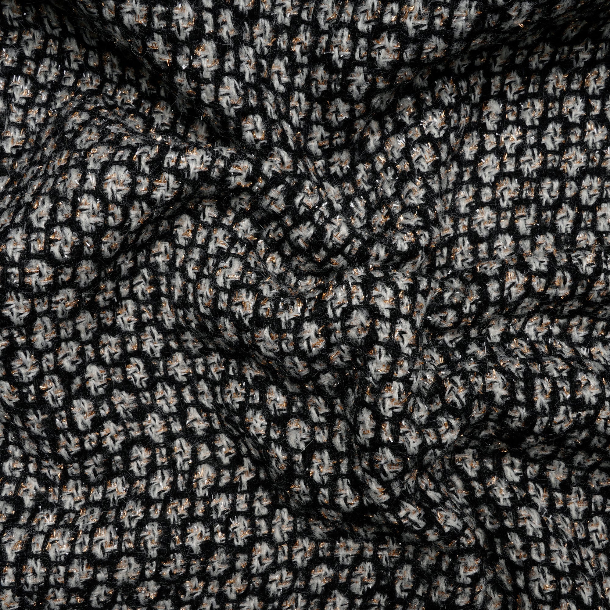 Black Premium Shimmer Metallic Tweed Fabric (60" Width)