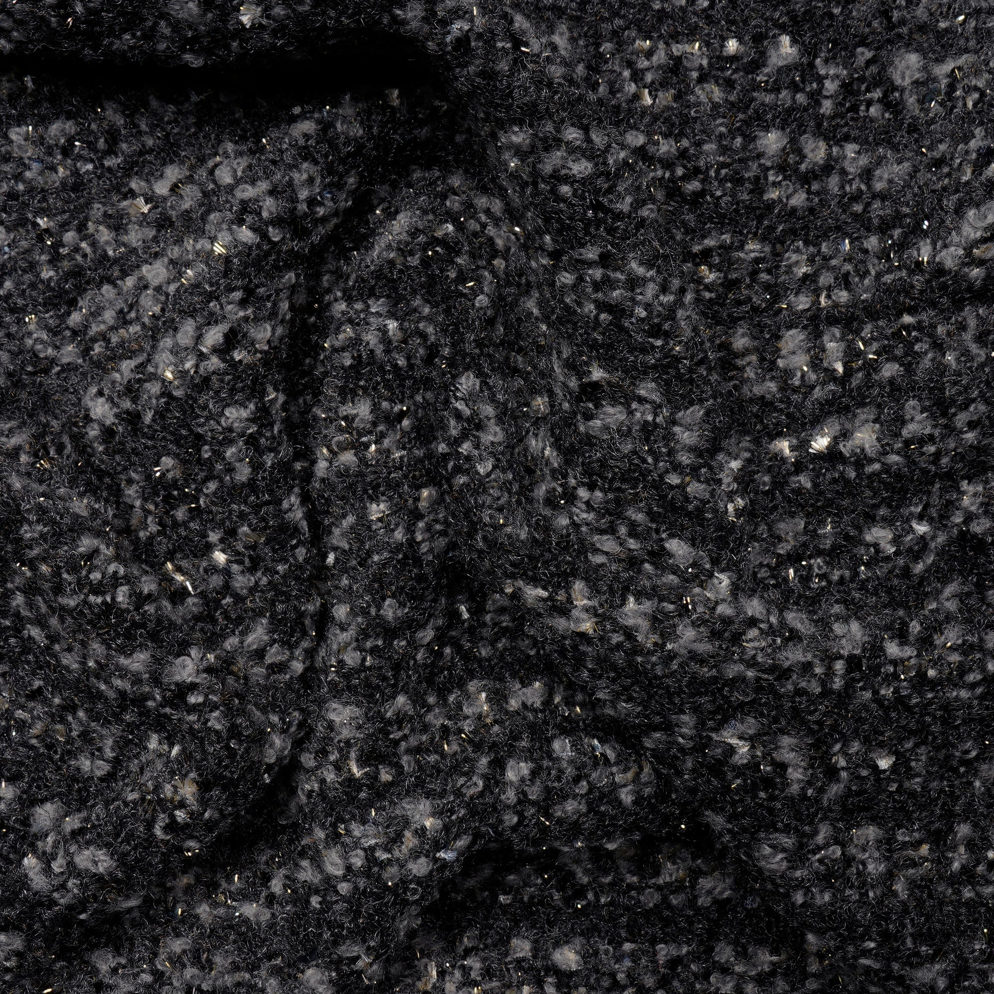 Black Premium Shimmer Metallic Tweed Fabric (60" Width)