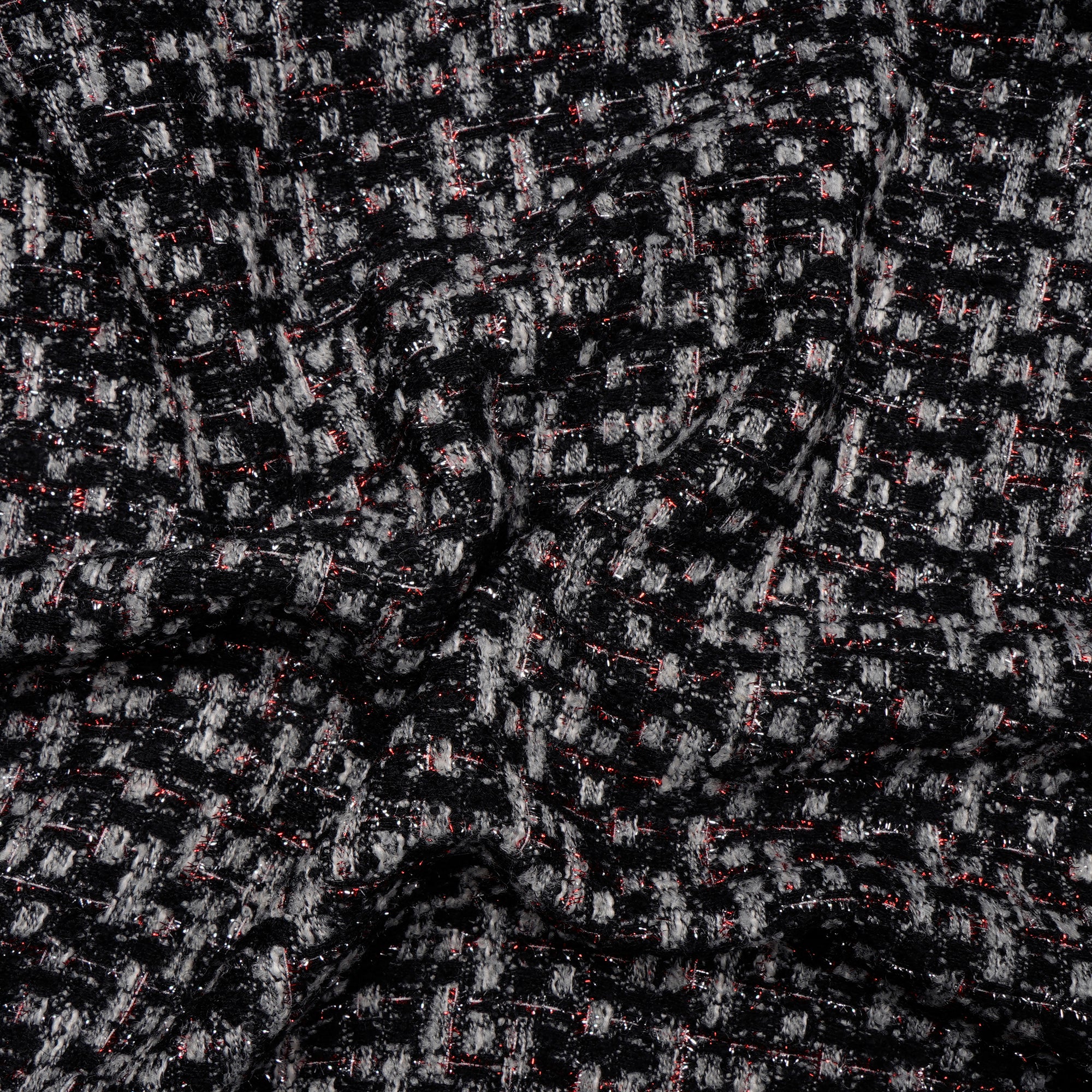 Black Premium Shimmer Metallic Tweed Fabric (60" Width)