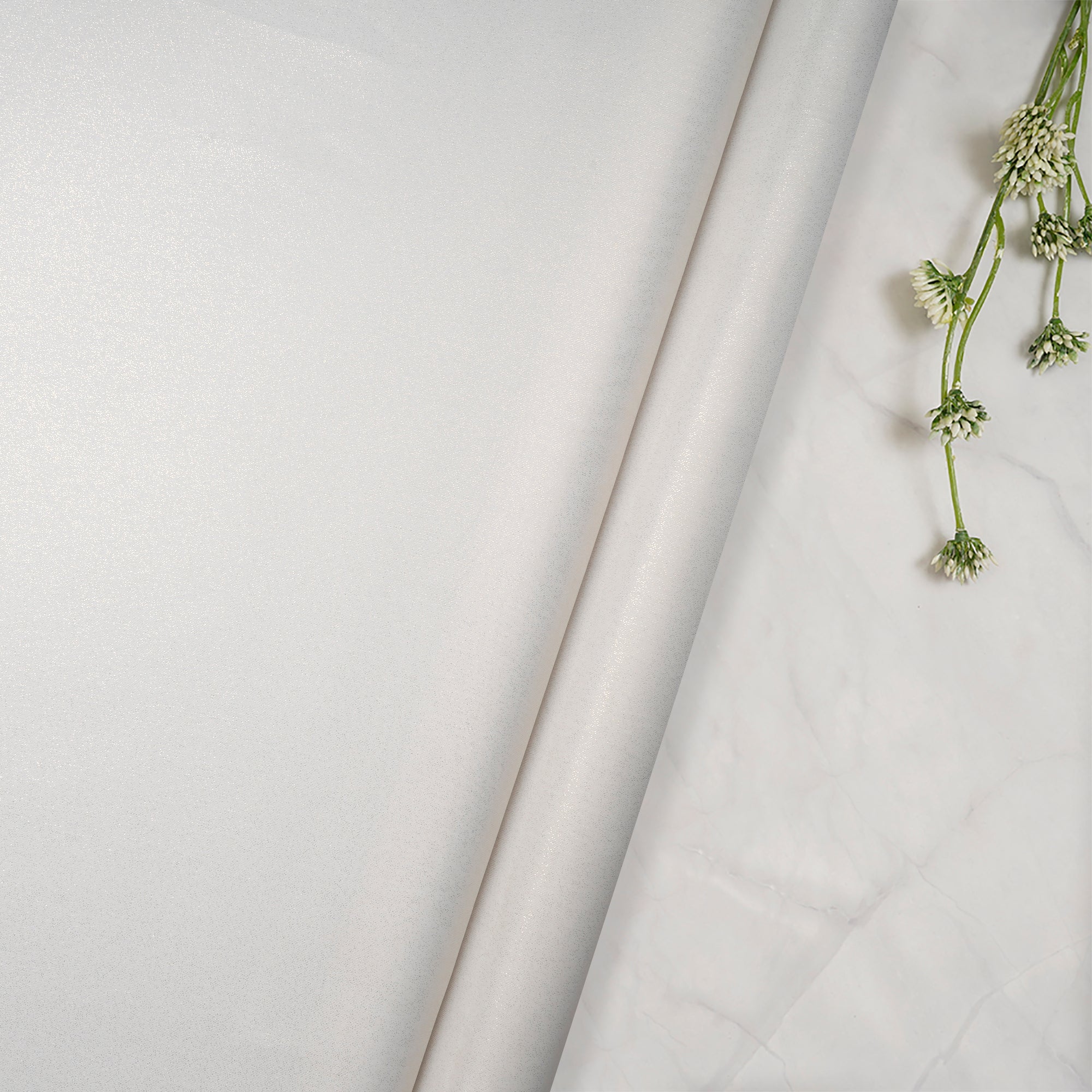 White Imported Poly Satin Organza Fabric (60" Width)