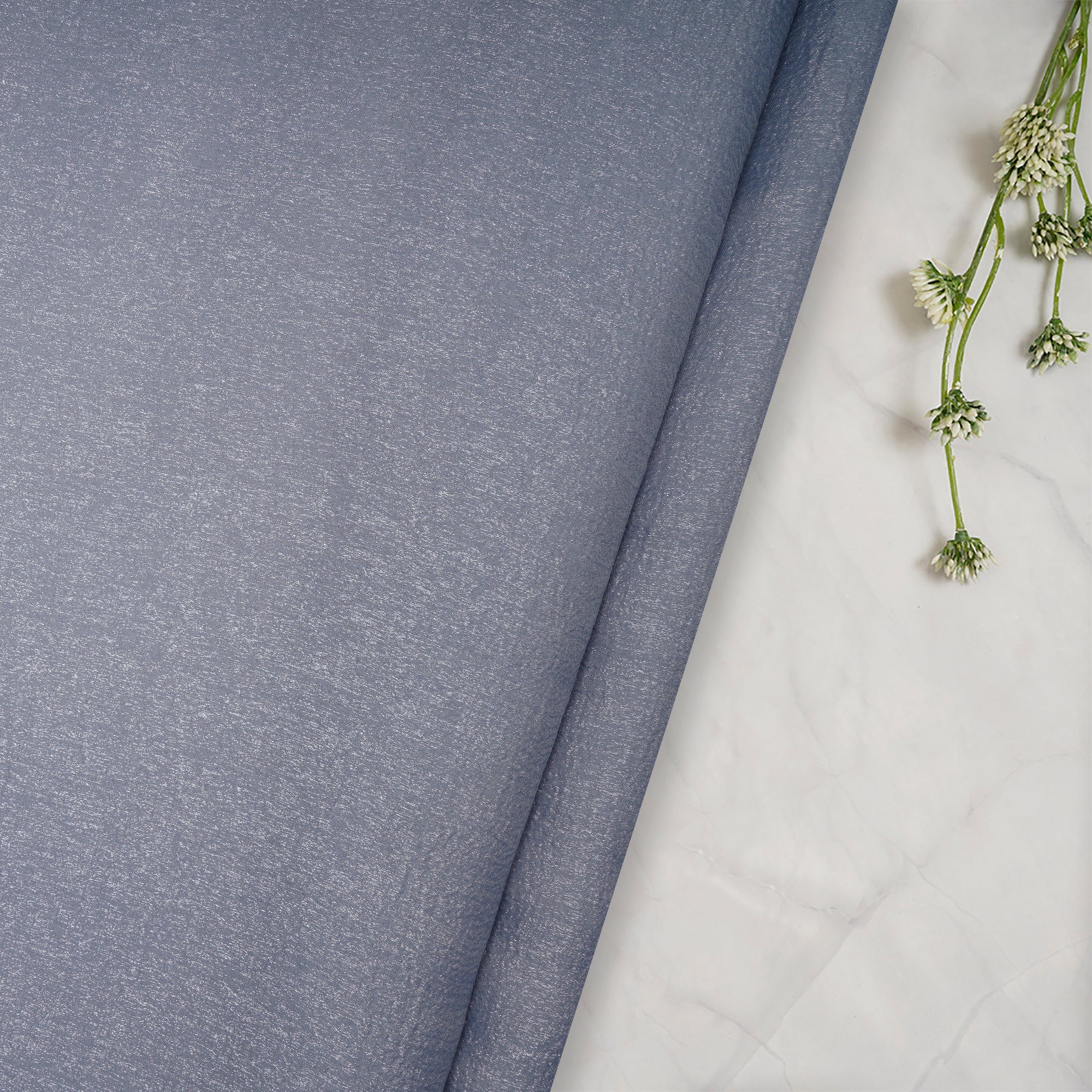 Grey Imported Crushed Organza Fabric (60" Width)