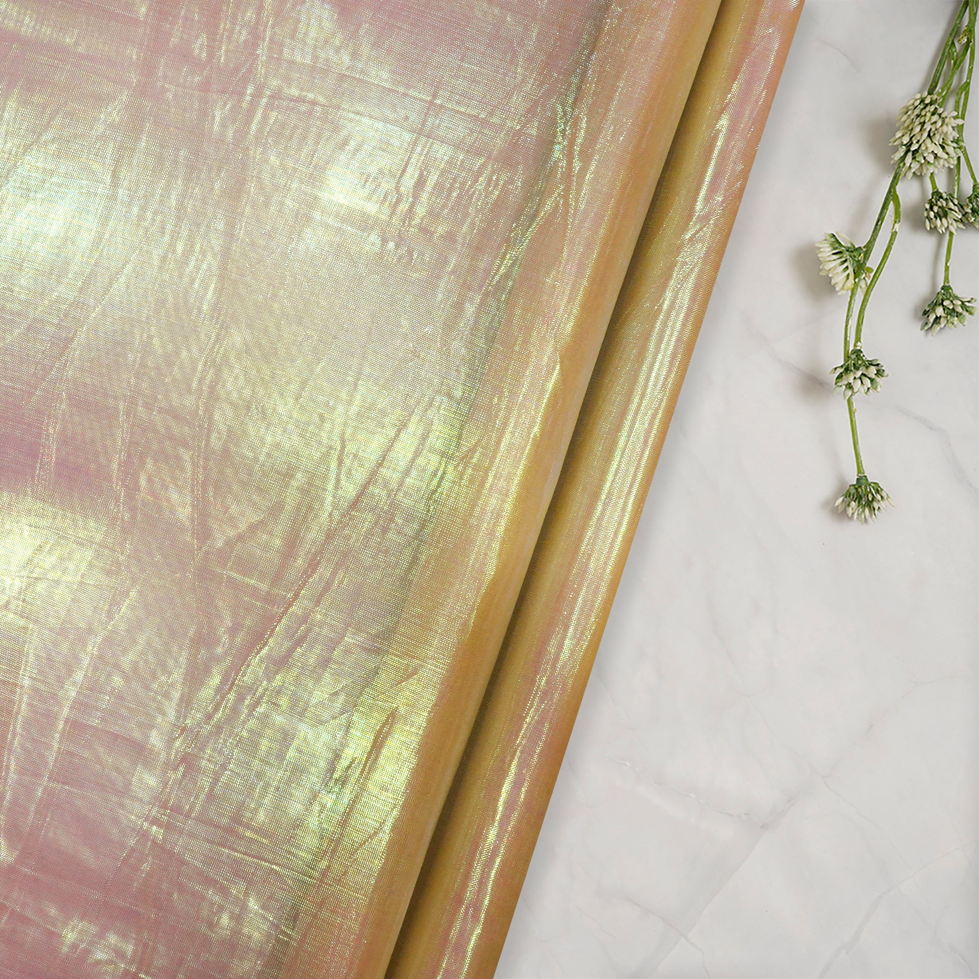 Buy Yellow Imported Glass Lama Organza Fabric (60" Width) 11037/4