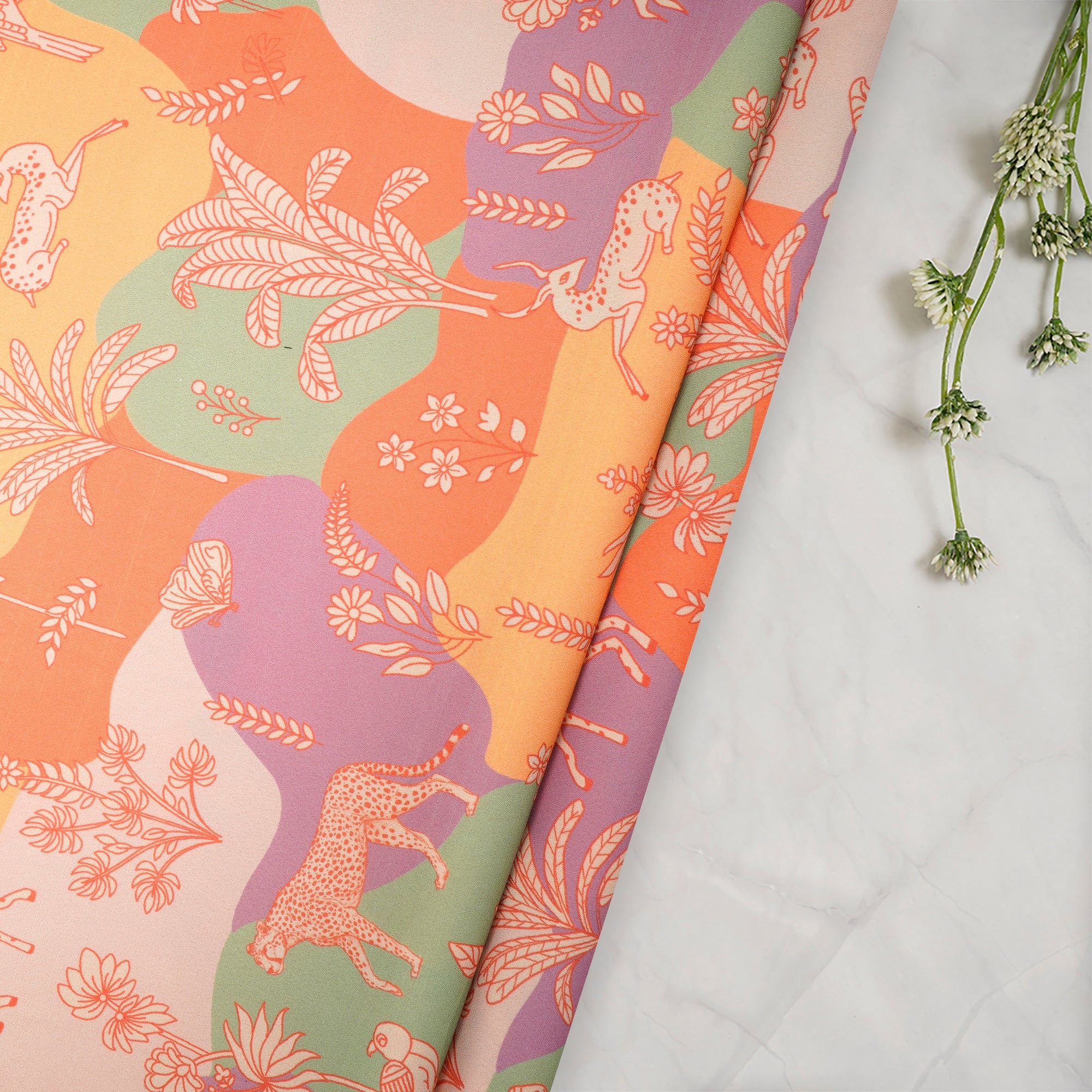 Multi Color Floral Pattern Digital Print Imported Royal Georgette Fabric (60" Width)