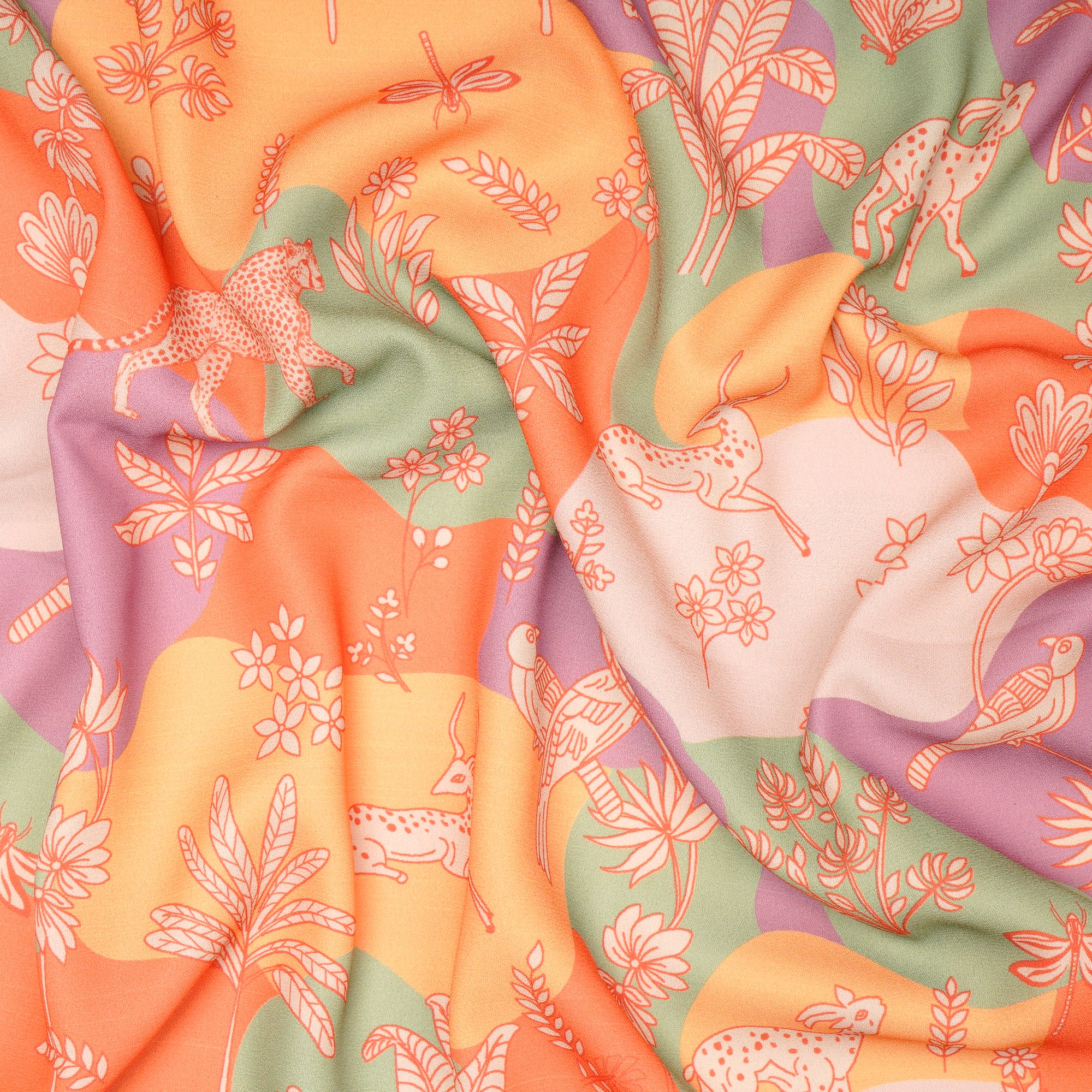 Multi Color Floral Pattern Digital Print Imported Royal Georgette Fabric (60" Width)