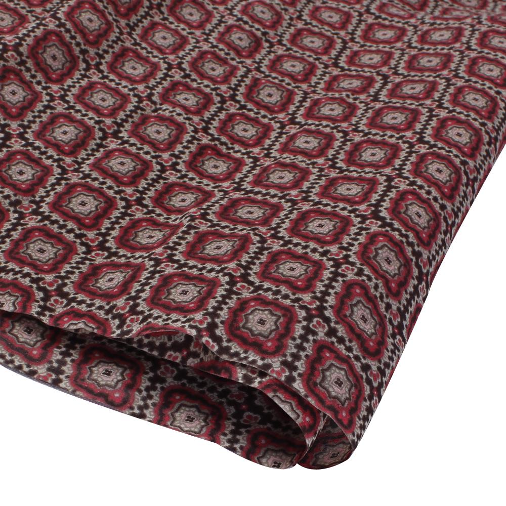 (Pre Cut 2 Mtr Piece) Beige-Coral Color Printed Georgette Silk Fabric