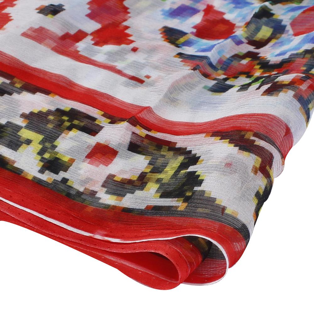(Pre Cut 2.70 Mtr Piece) Multi Color Printed Chiffon Silk Fabric