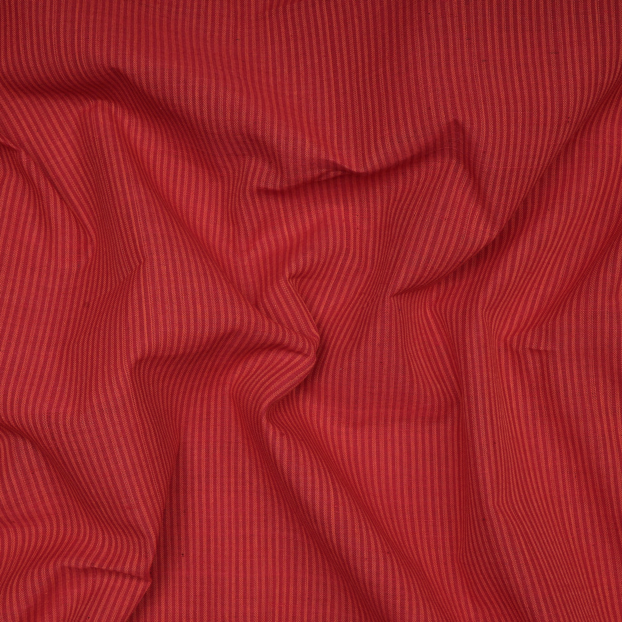 (Pre-Cut 1.50 Mtr ) Orange-Red Color Mangalgiri Cotton Fabric