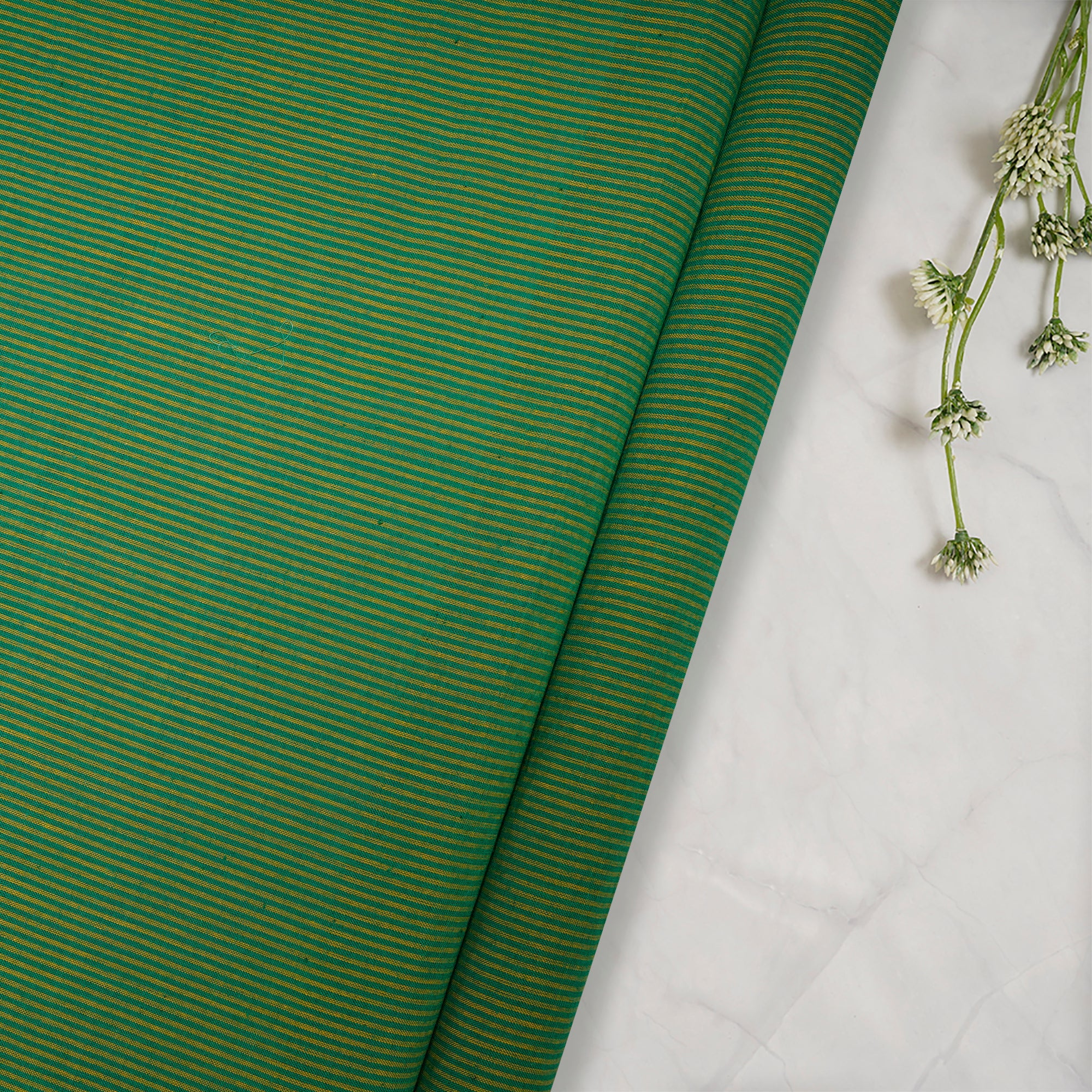 (Pre Cut 1.90 Mtr )Green Mangalgiri Cotton Fabric