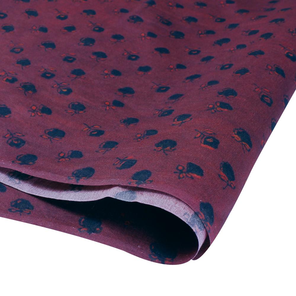(Pre Cut 3 Mtr Piece) Brown-Black Color Digital Printed Pure Chanderi Fabric