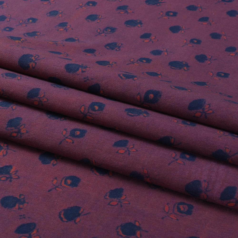 (Pre Cut 3 Mtr Piece) Brown-Black Color Digital Printed Pure Chanderi Fabric