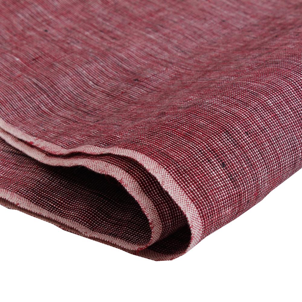 (Pre Cut 2.60 Mtr Piece) Red-White Color Yarn Dyed Linen Fabric