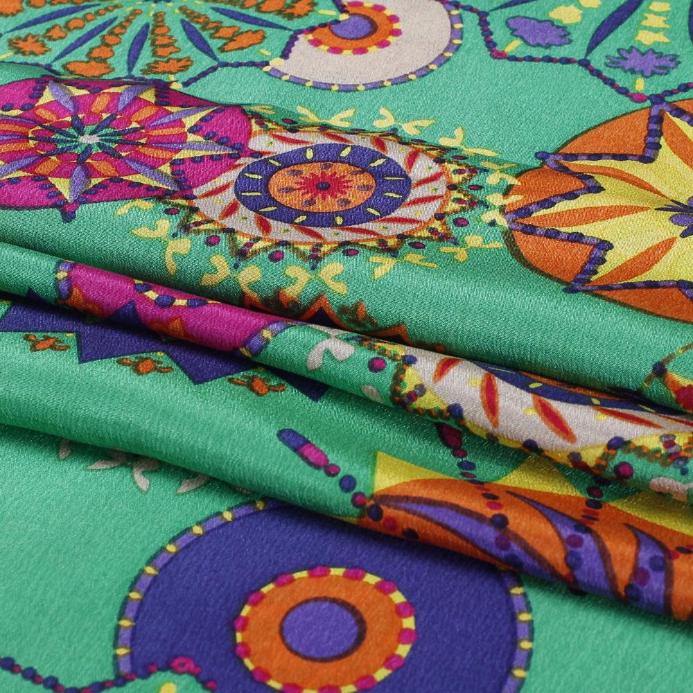 (Pre Cut 2.50 Mtr Piece) Multi Color Printed Poly Crepe Fabric