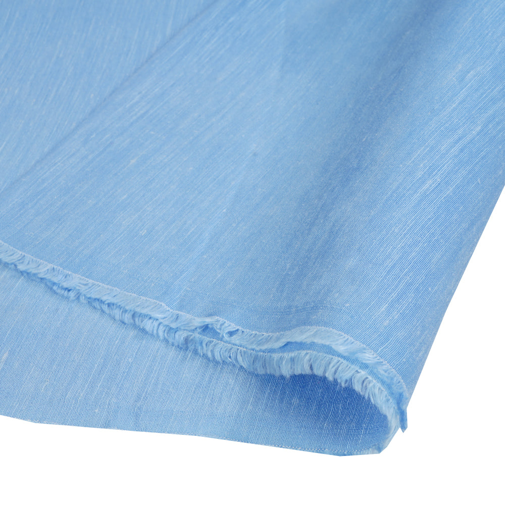 (Pre Cut 0.90 Mtr Piece) Sky Blue Color Bemberg Linen Fabric