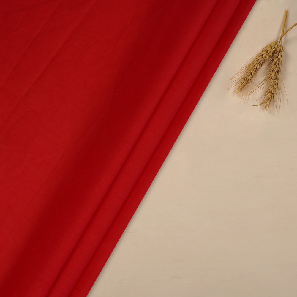 (Pre Cut 3.50 Mtr Piece) Red Cream Color Cotton Voile Fabric