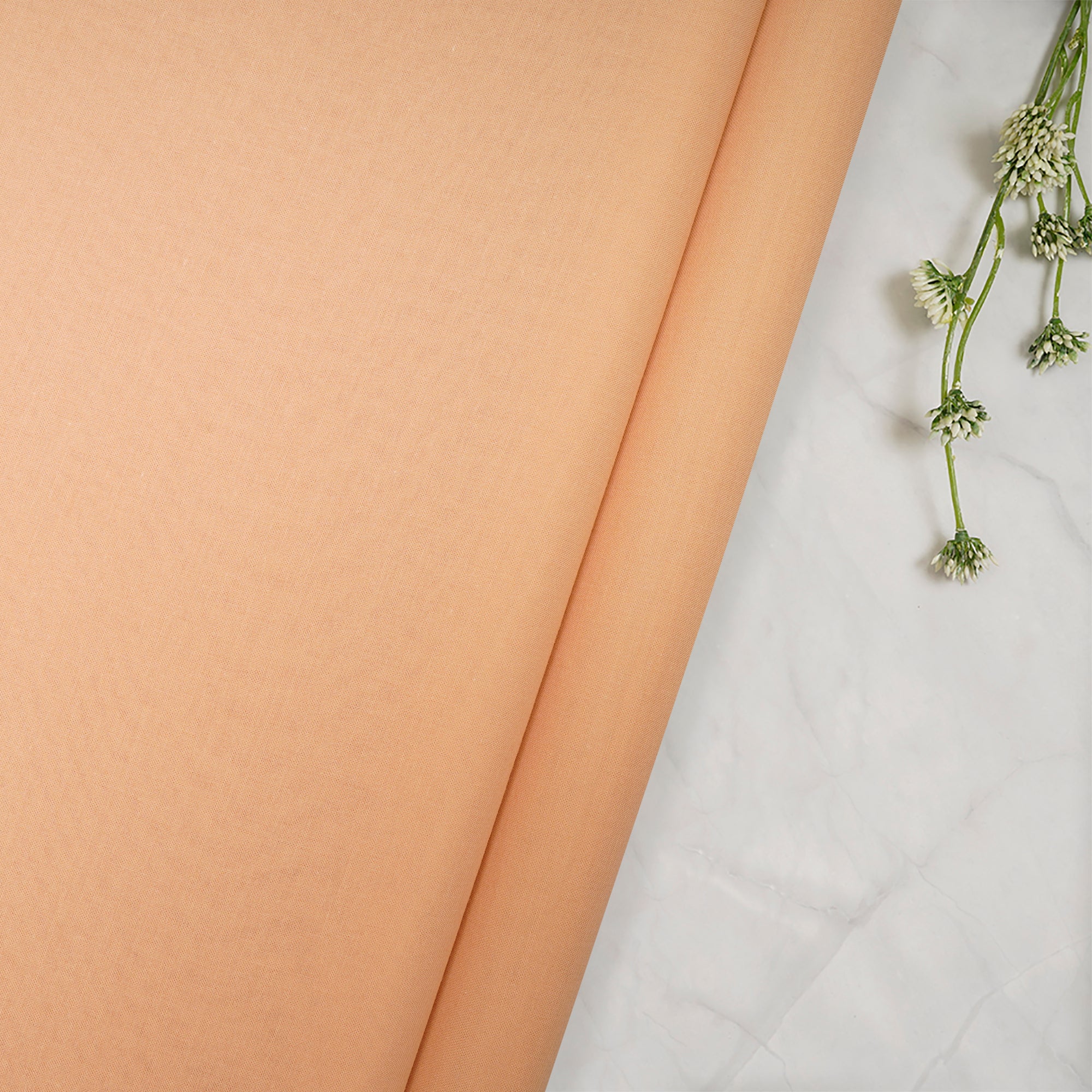 (Pre-Cut 3.3 Mtr )Light Apricot Color Mill Dyed High Twist 2x2 Cotton Voile Fabric