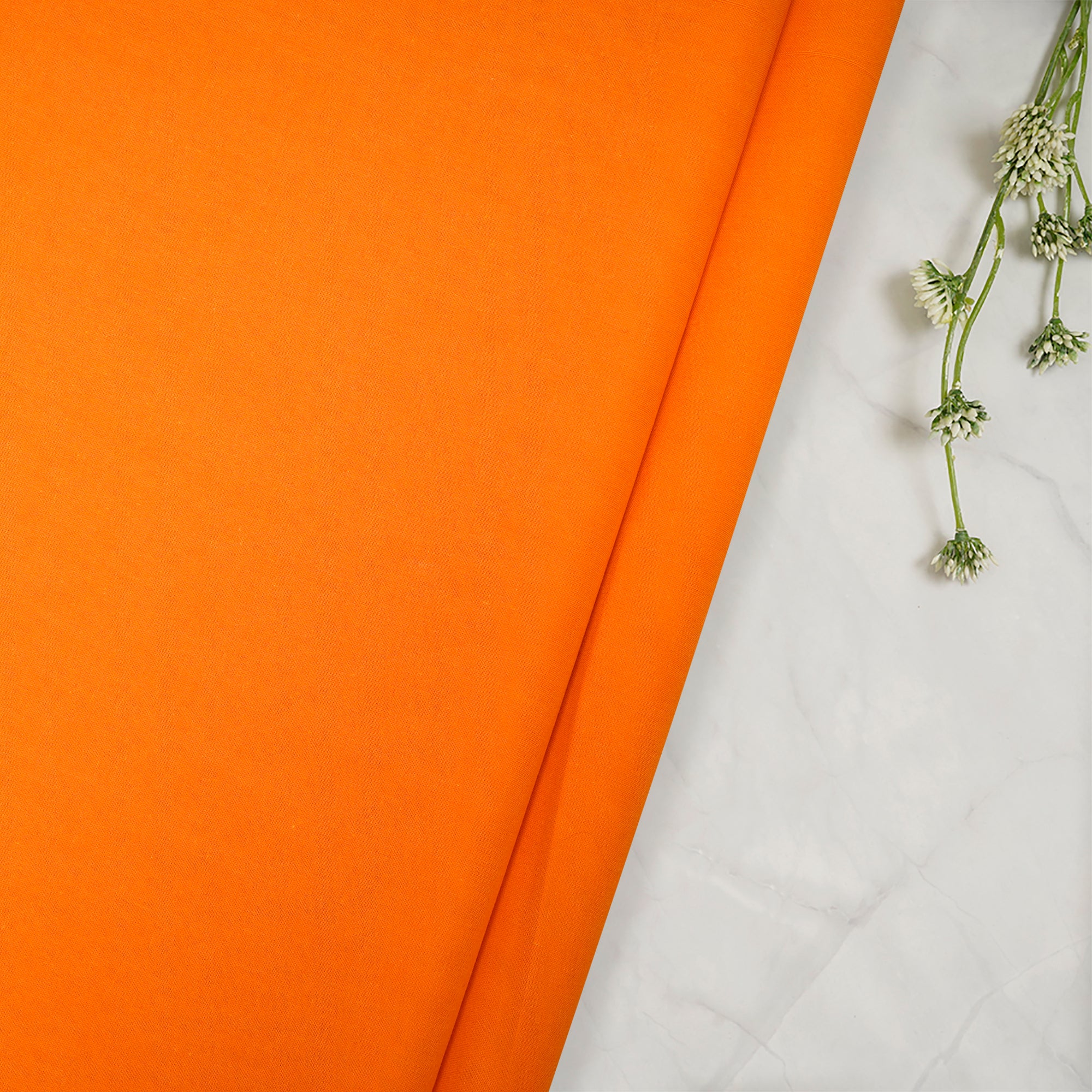 (Pre Cut 3.75Mtr )Orange Piece Dyed High Twist 2x2 Cotton Voile Fabric