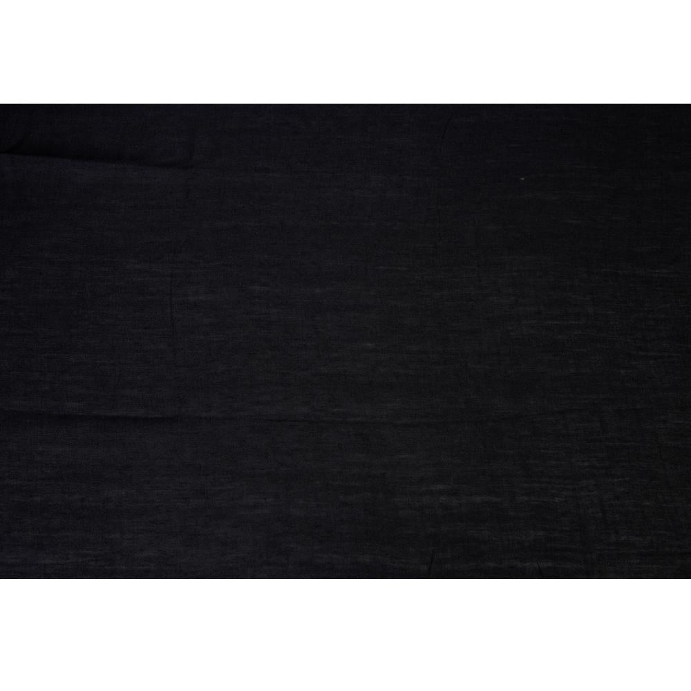 (Pre Cut 0.85 Mtr Piece) Black Color Muga Kora Fabric