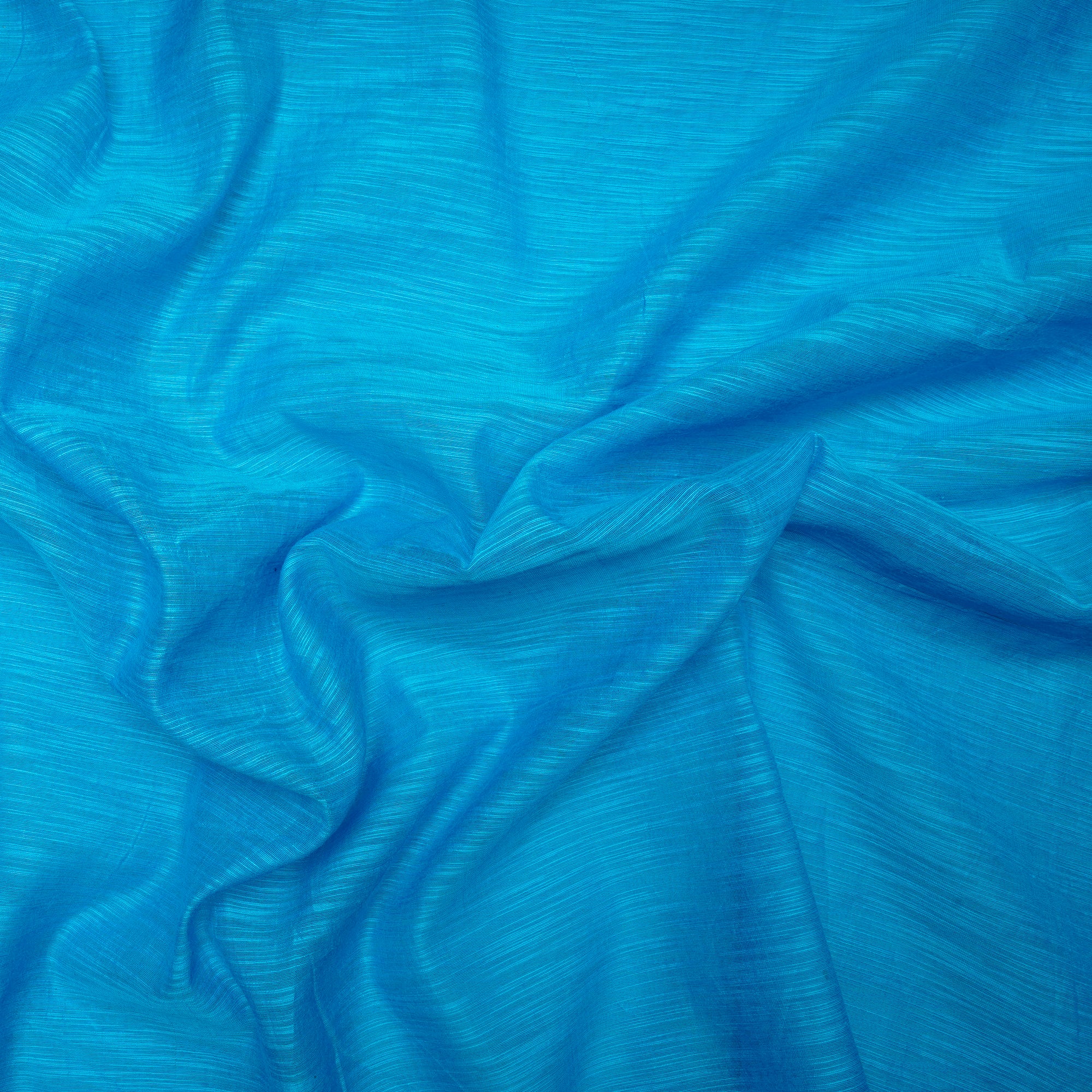 (Pre Cut 1.60 Mtr )Azure Blue Color Slub Chanderi Fabric