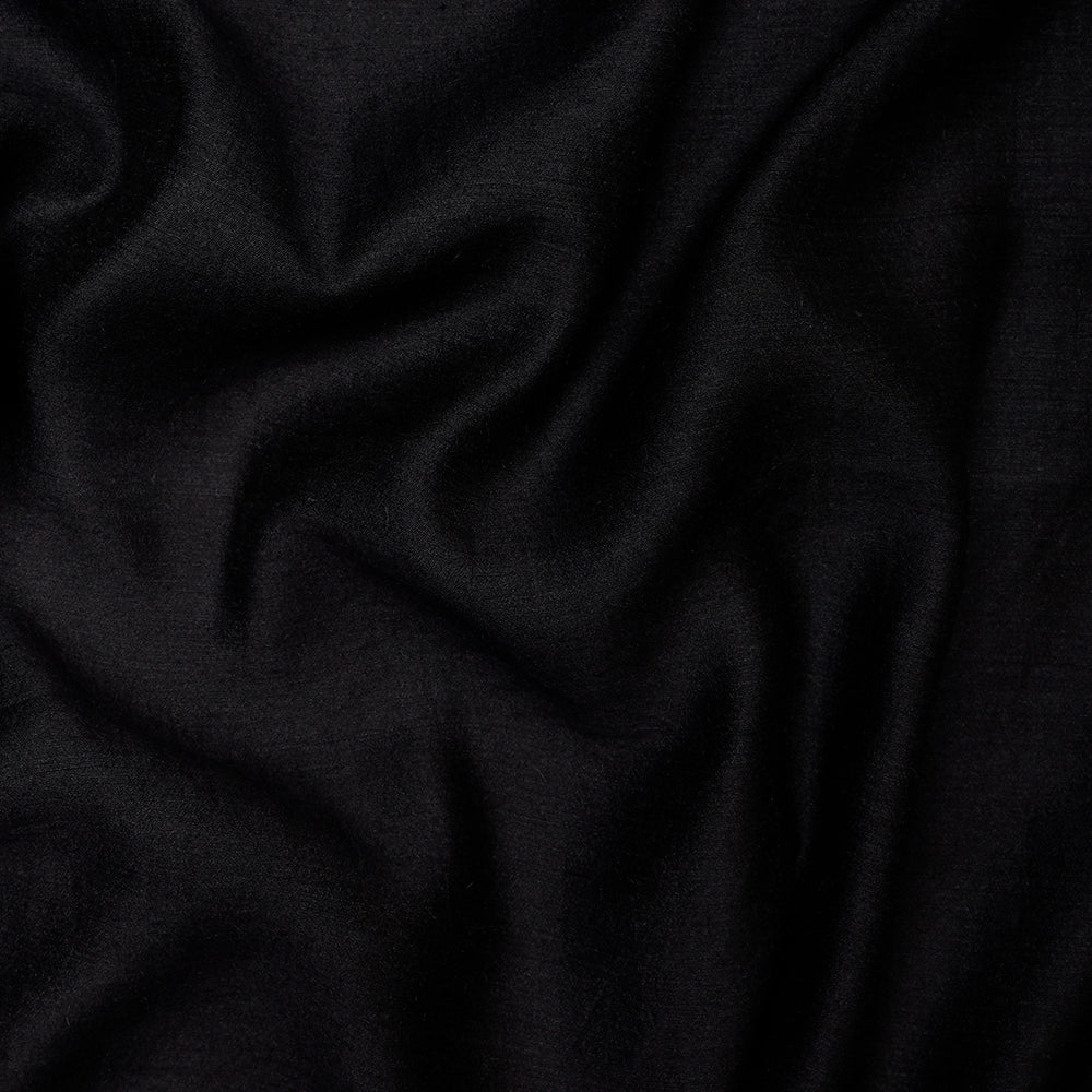 (Pre-Cut 1.75 Mtr) Black Color Muga Silk Fabric