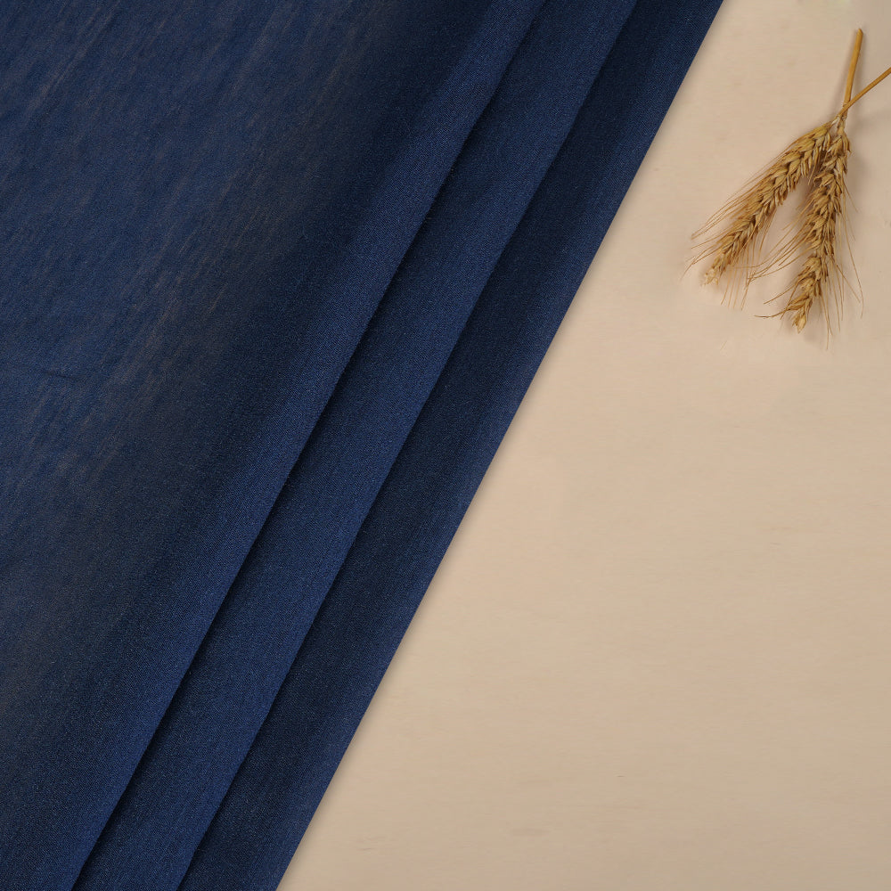 (Pre Cut 2.35 Mtr Piece) Navy Blue Color Muga Silk Fabric