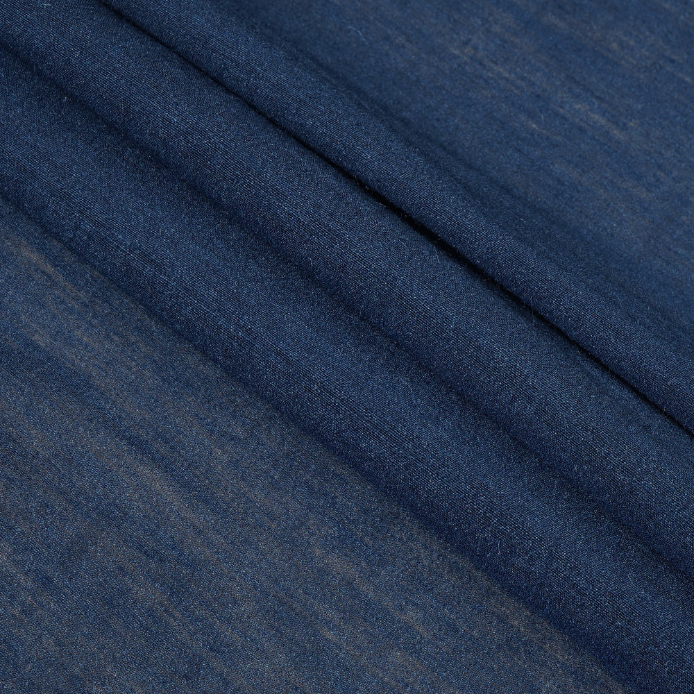 (Pre Cut 2.35 Mtr Piece) Navy Blue Color Muga Silk Fabric