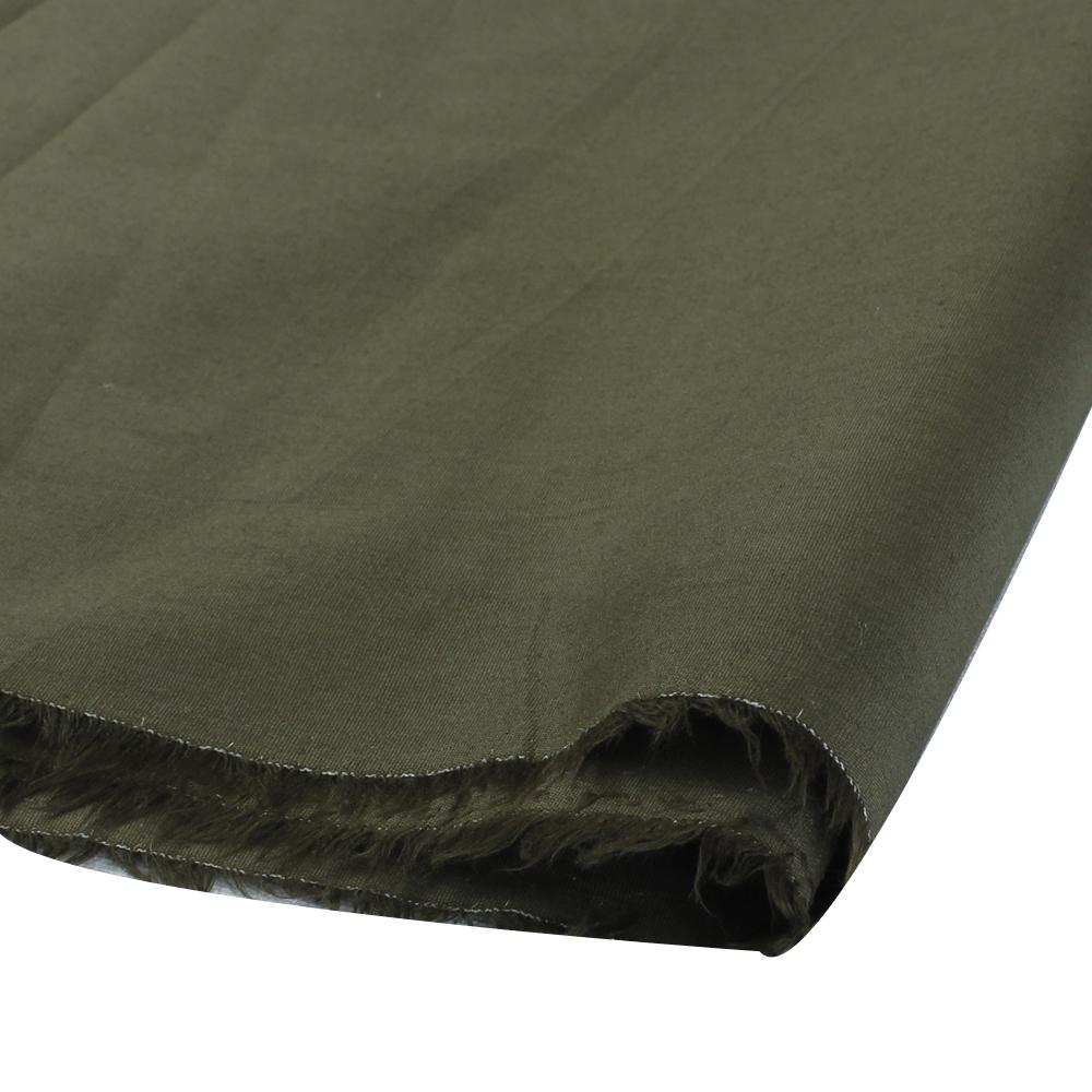 (Pre Cut 1.40 Mtr Piece) Olive Green Color Cotton Poplin Lycra Fabric