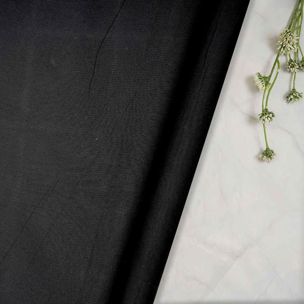 (Pre-Cut 1.75 Mtr) Black Color Cotton Lycra Fabric