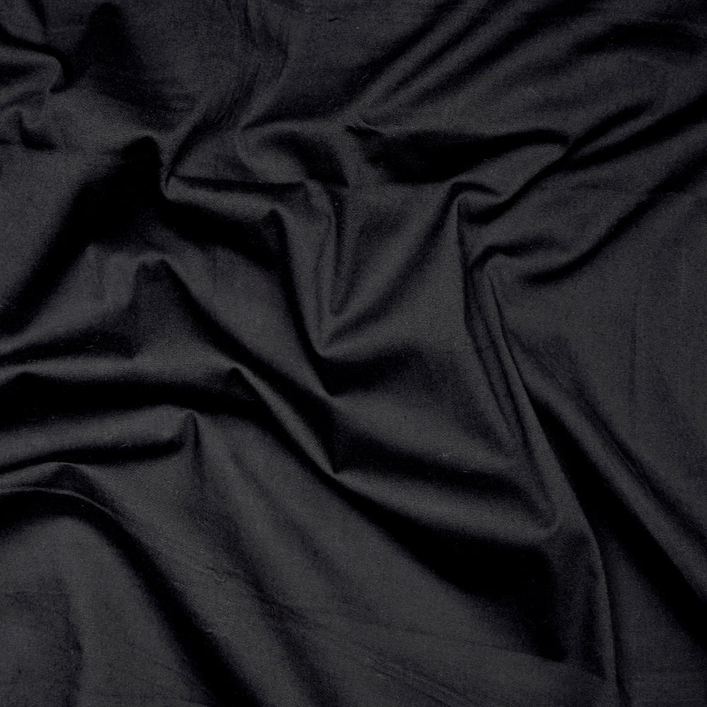 (Pre-Cut 1.75 Mtr) Black Color Cotton Lycra Fabric