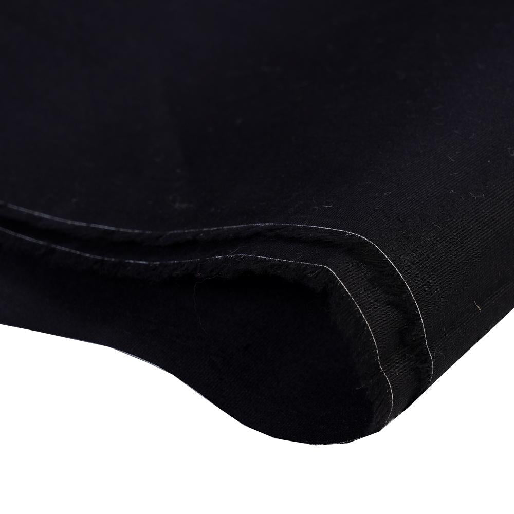 (Pre Cut 1.90 Mtr Piece) Black Color Poplin Lycra Fabric