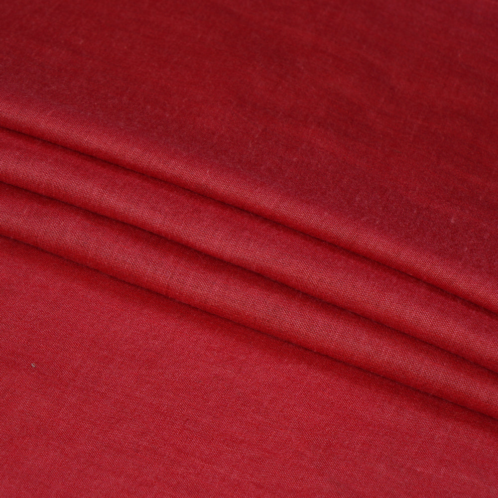 (Pre Cut 0.75 Mtr Piece) Crimson Color Tussar Chanderi Fabric