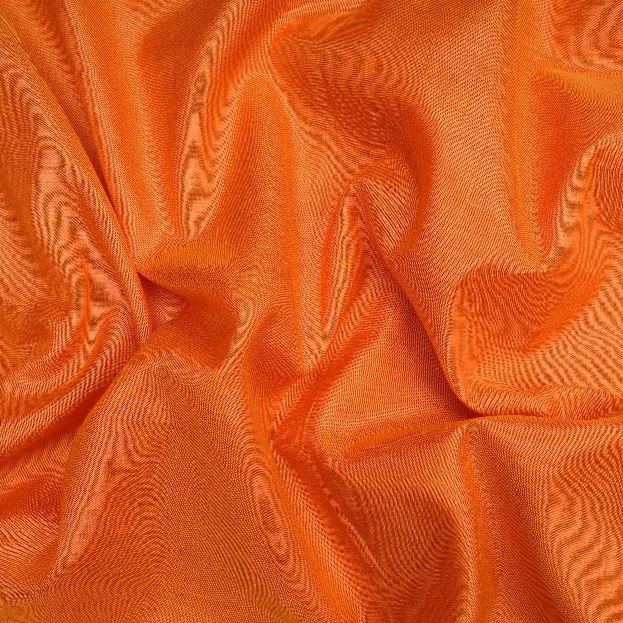(Pre Cut 1.85 Mtr Piece) Orange Color Tussar Chanderi Fabric