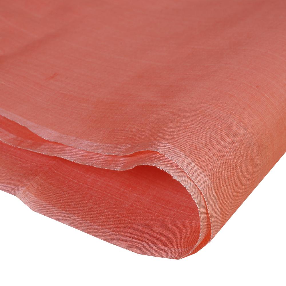 (Pre Cut 2.15 Mtr Piece) Coral Color Tussar Chanderi Fabric